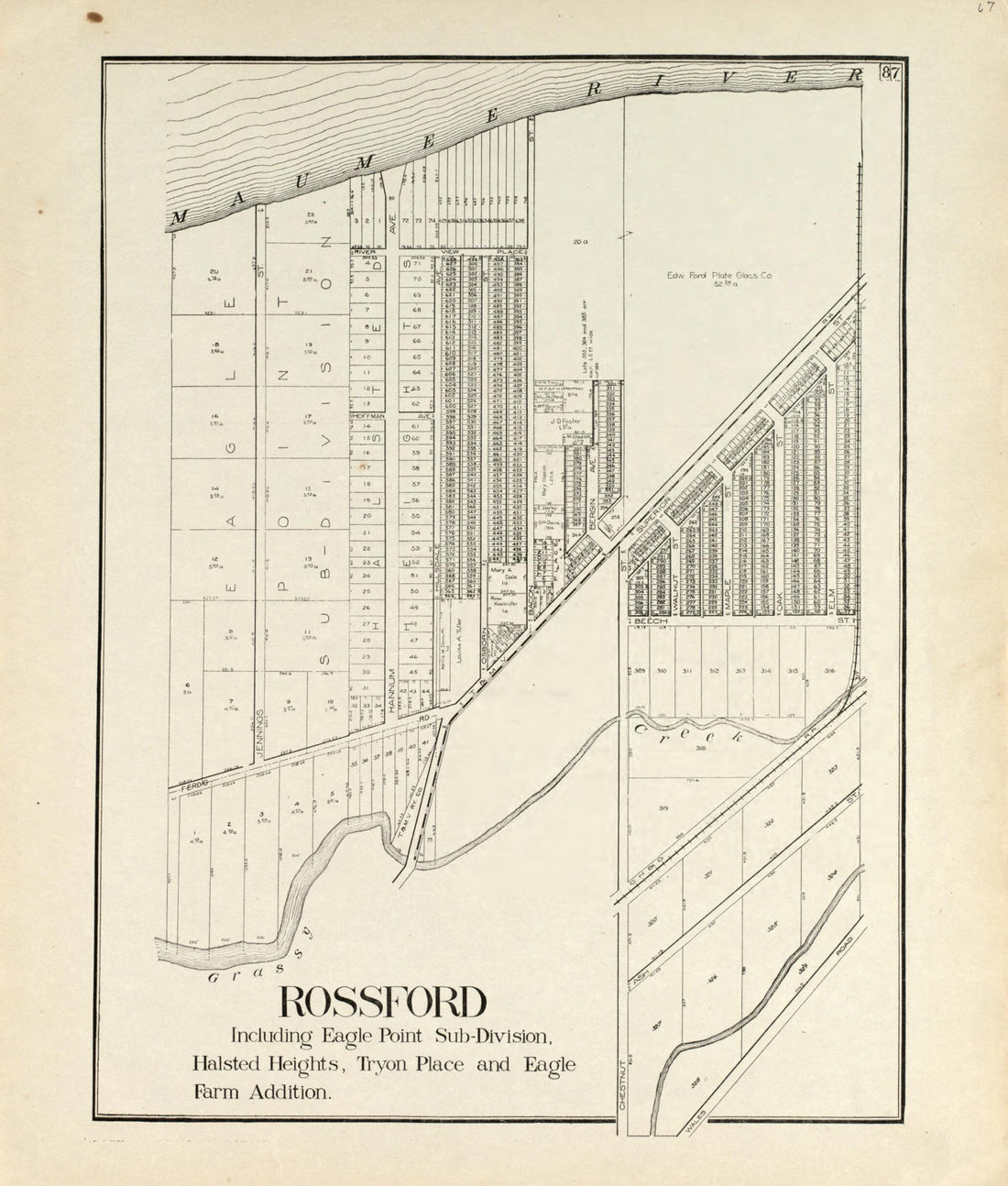 This old map of Rossford from an Atlas of Wood County, Ohio from 1912 was created by Maumee Valley Map Co in 1912