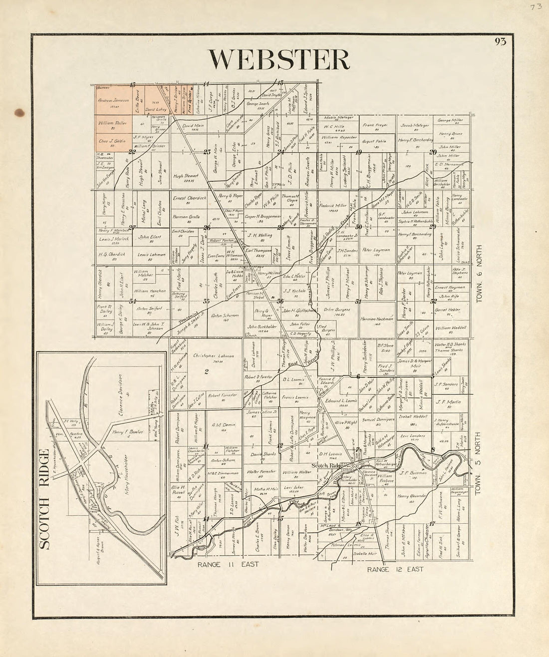 This old map of Webster; Scotch Ridge from an Atlas of Wood County, Ohio from 1912 was created by Maumee Valley Map Co in 1912