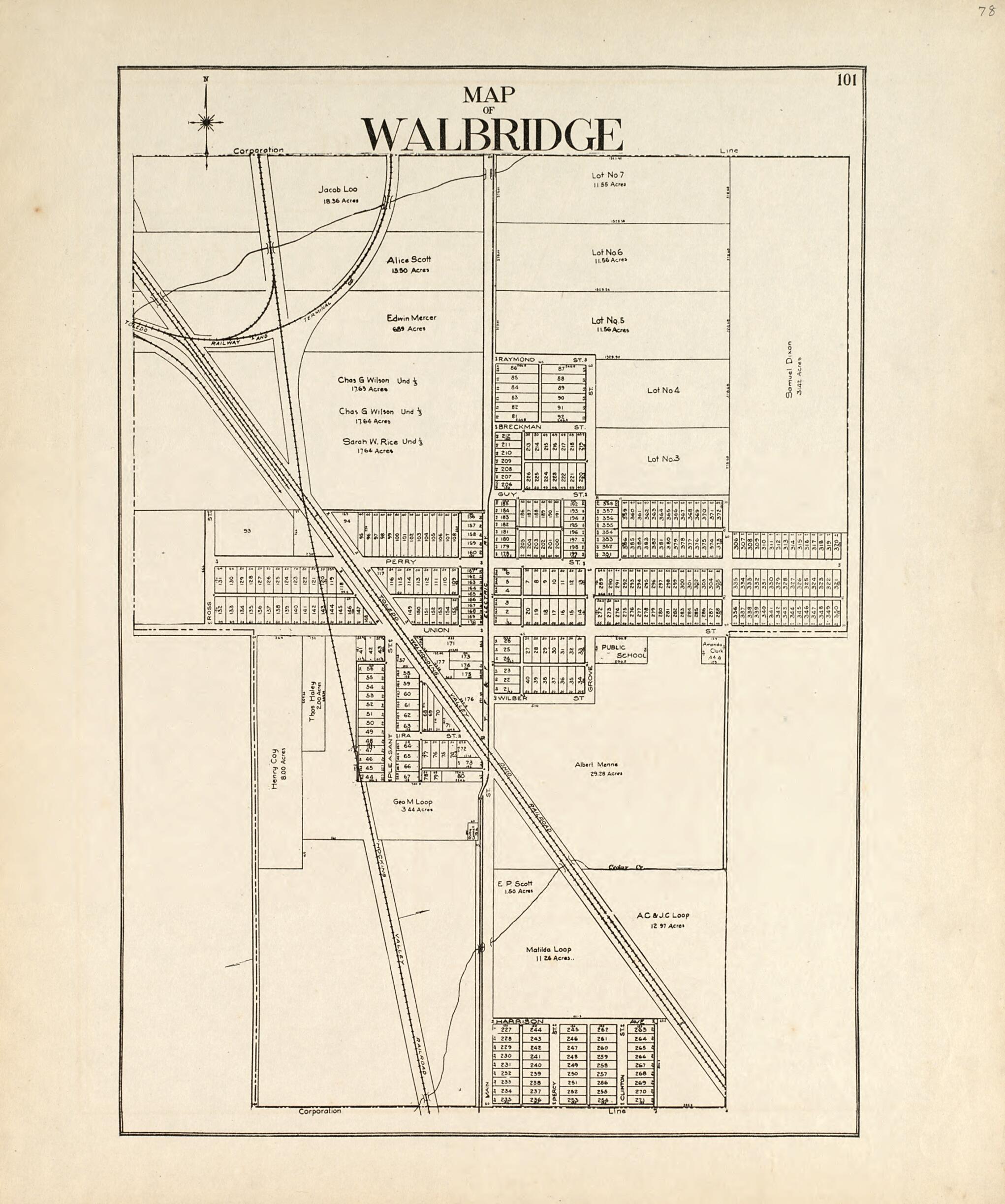 This old map of Map of Walbridge from an Atlas of Wood County, Ohio from 1912 was created by Maumee Valley Map Co in 1912