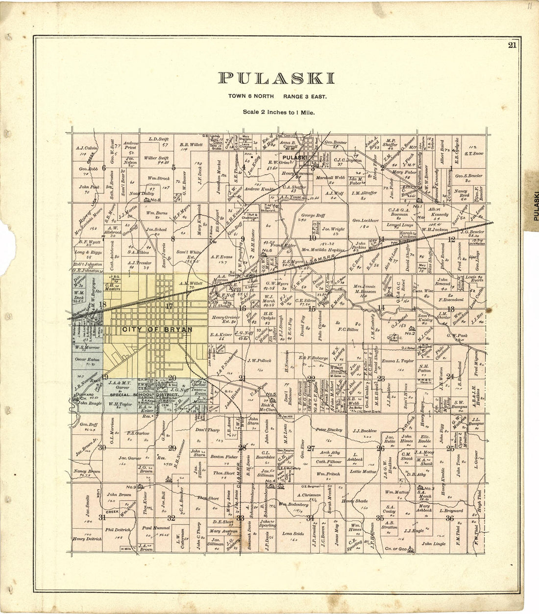 This old map of Pulaski from Atlas of Williams County, Ohio from 1894 was created by J. M. (James M.) Lathrop in 1894