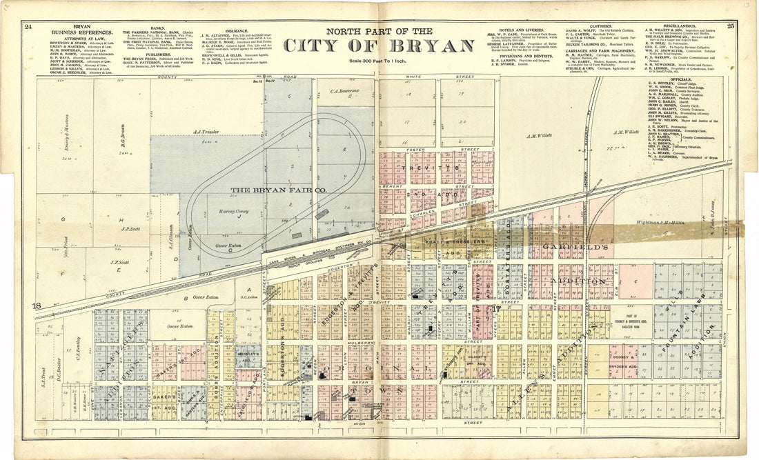 This old map of North Part of the City of Bryan from Atlas of Williams County, Ohio from 1894 was created by J. M. (James M.) Lathrop in 1894