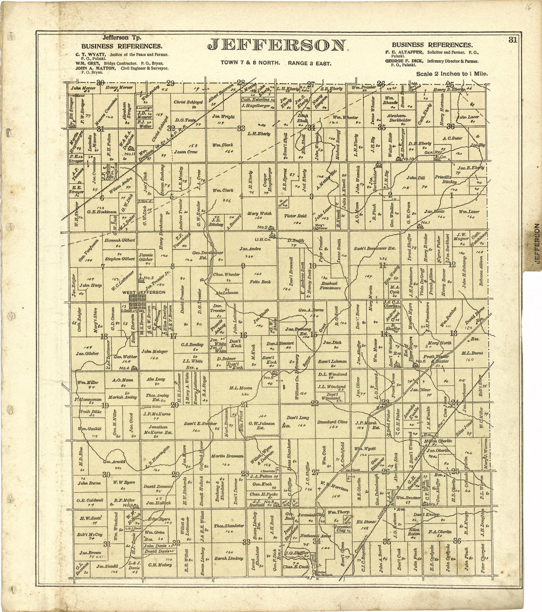 This old map of Jefferson from Atlas of Williams County, Ohio from 1894 was created by J. M. (James M.) Lathrop in 1894