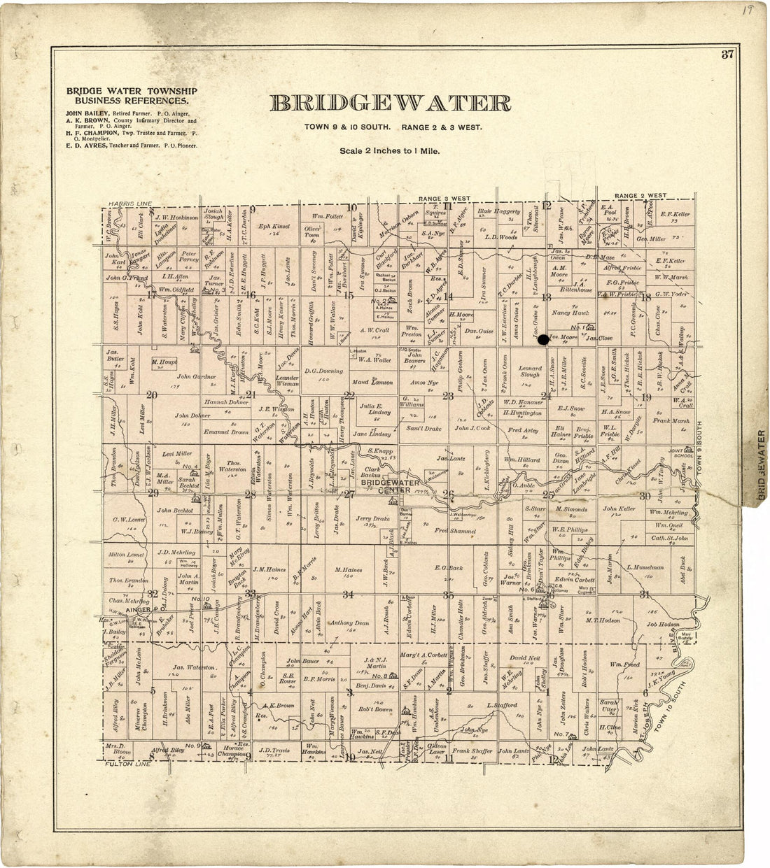 This old map of Bridgewater from Atlas of Williams County, Ohio from 1894 was created by J. M. (James M.) Lathrop in 1894