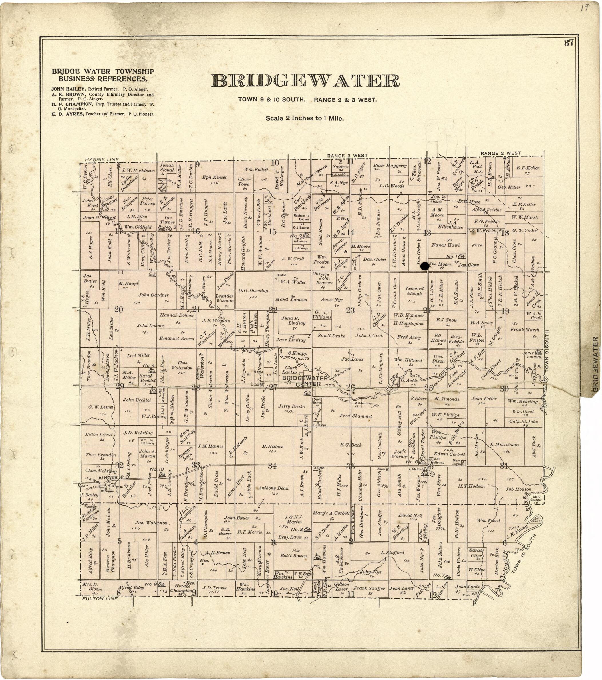 This old map of Bridgewater from Atlas of Williams County, Ohio from 1894 was created by J. M. (James M.) Lathrop in 1894