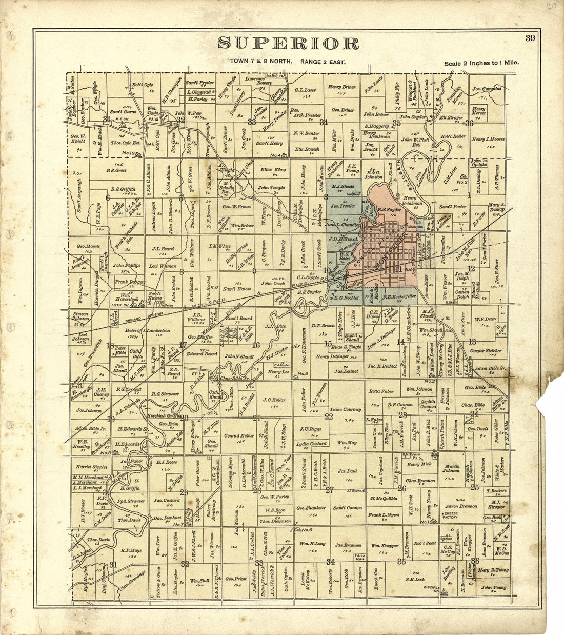 This old map of Superior from Atlas of Williams County, Ohio from 1894 was created by J. M. (James M.) Lathrop in 1894