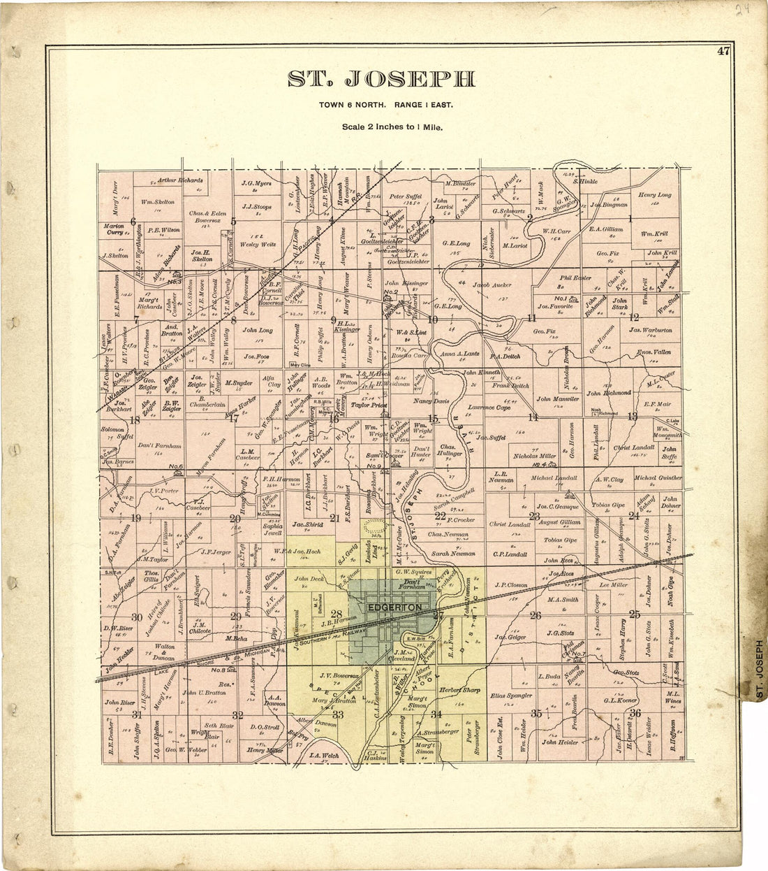 This old map of St. Joseph from Atlas of Williams County, Ohio from 1894 was created by J. M. (James M.) Lathrop in 1894
