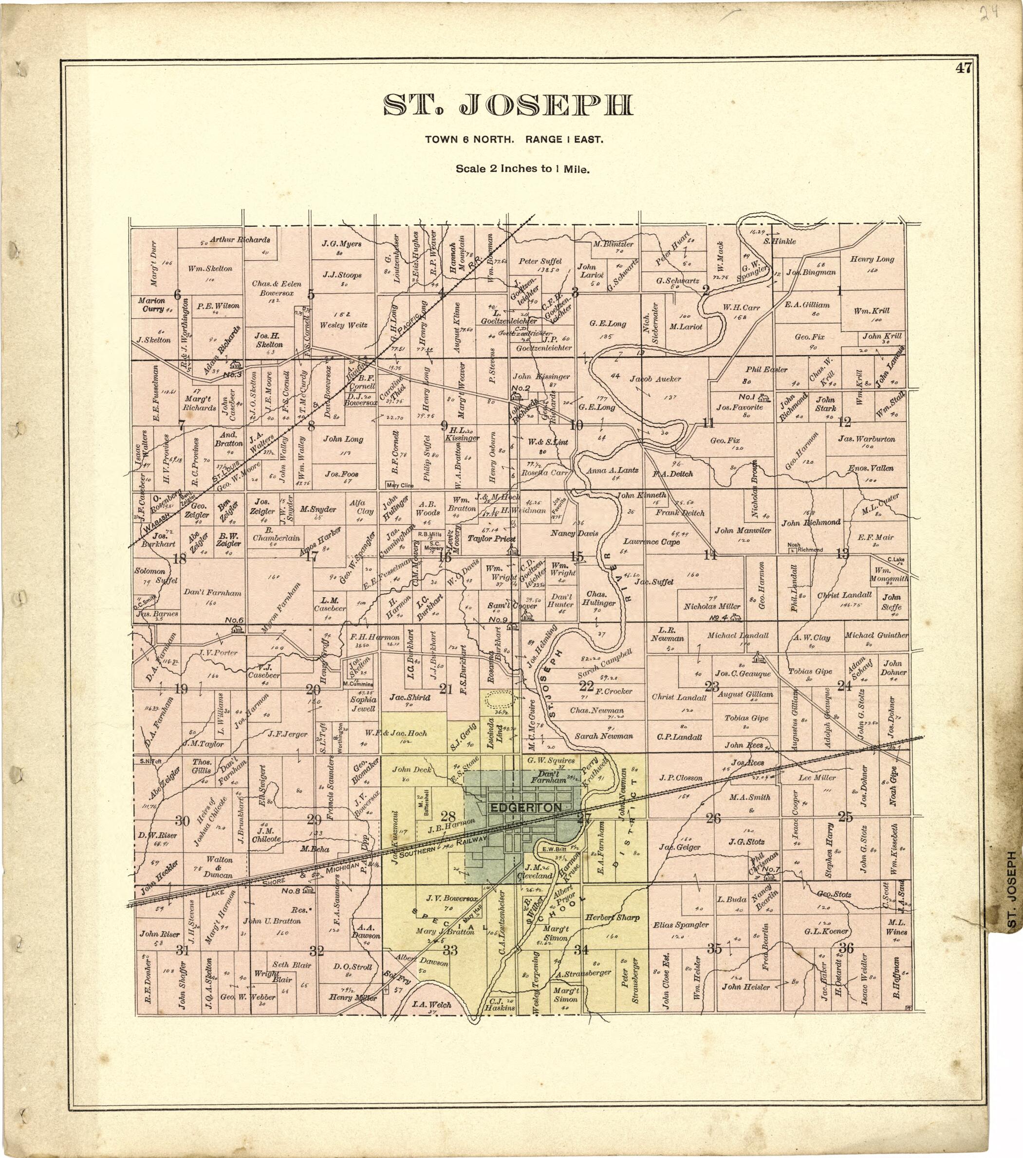 This old map of St. Joseph from Atlas of Williams County, Ohio from 1894 was created by J. M. (James M.) Lathrop in 1894
