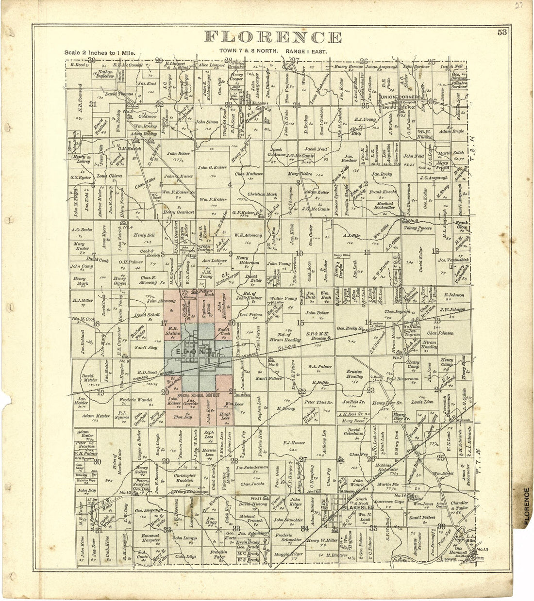 This old map of Florence from Atlas of Williams County, Ohio from 1894 was created by J. M. (James M.) Lathrop in 1894