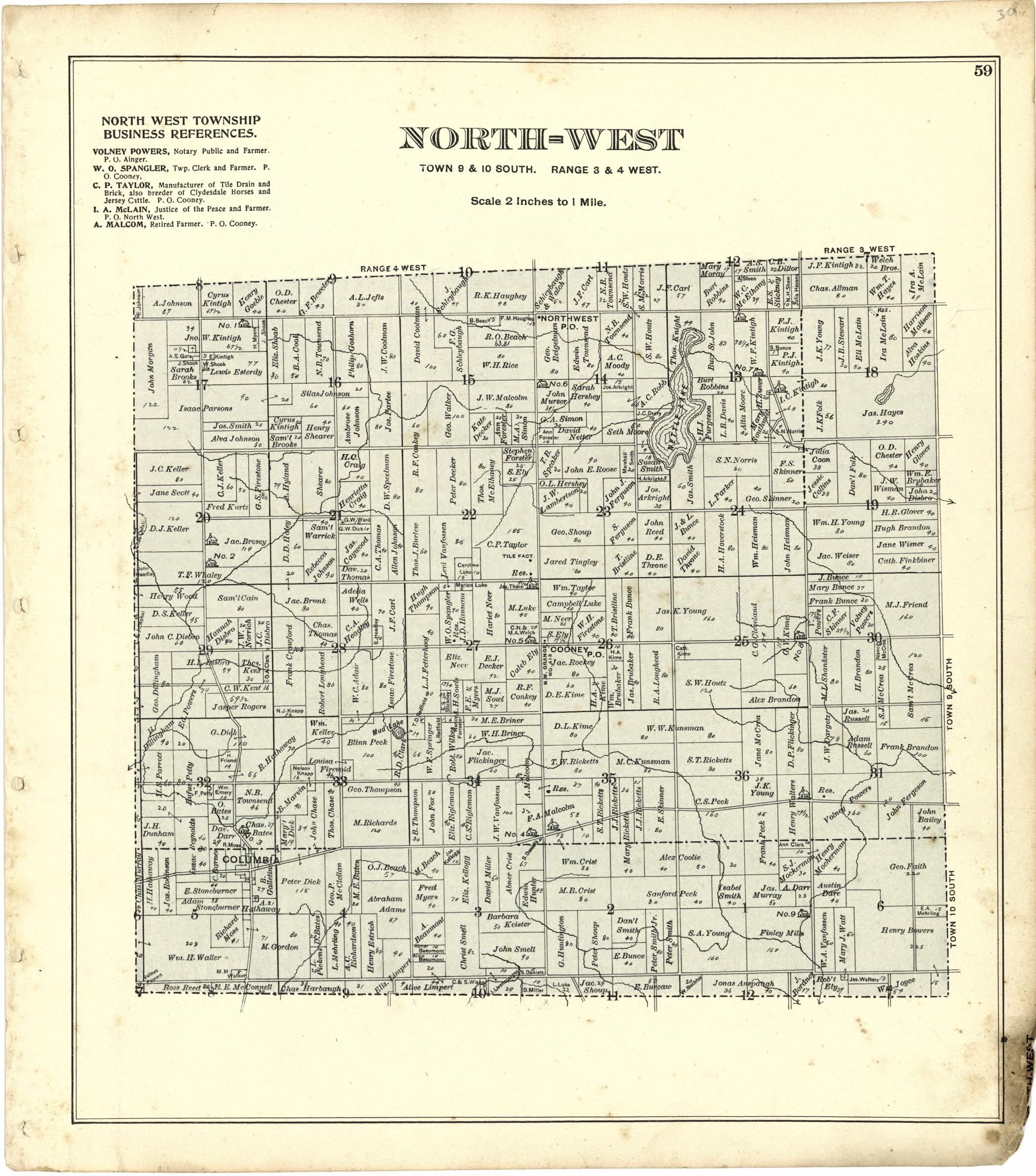 This old map of North West Township from Atlas of Williams County, Ohio from 1894 was created by J. M. (James M.) Lathrop in 1894