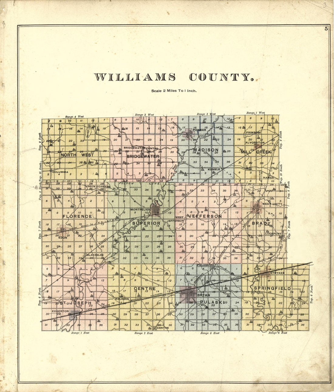 This old map of Williams County from Atlas of Williams County, Ohio from 1894 was created by J. M. (James M.) Lathrop in 1894