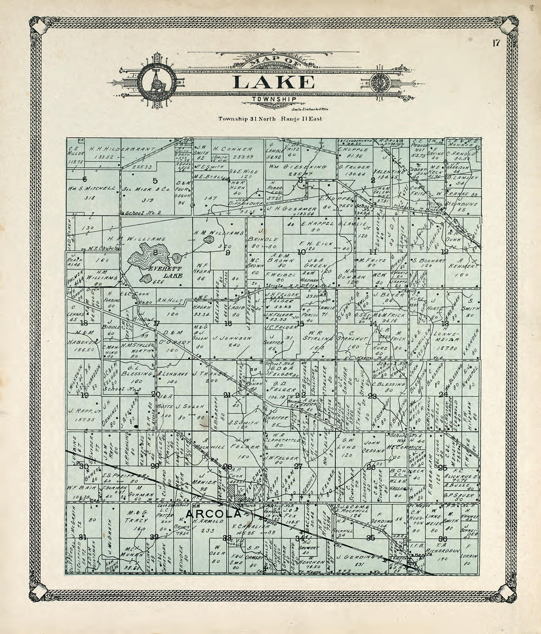This old map of Map of Lake Township from Plat Book of Allen County, Indiana. from 1907 was created by Allen County Map Co in 1907