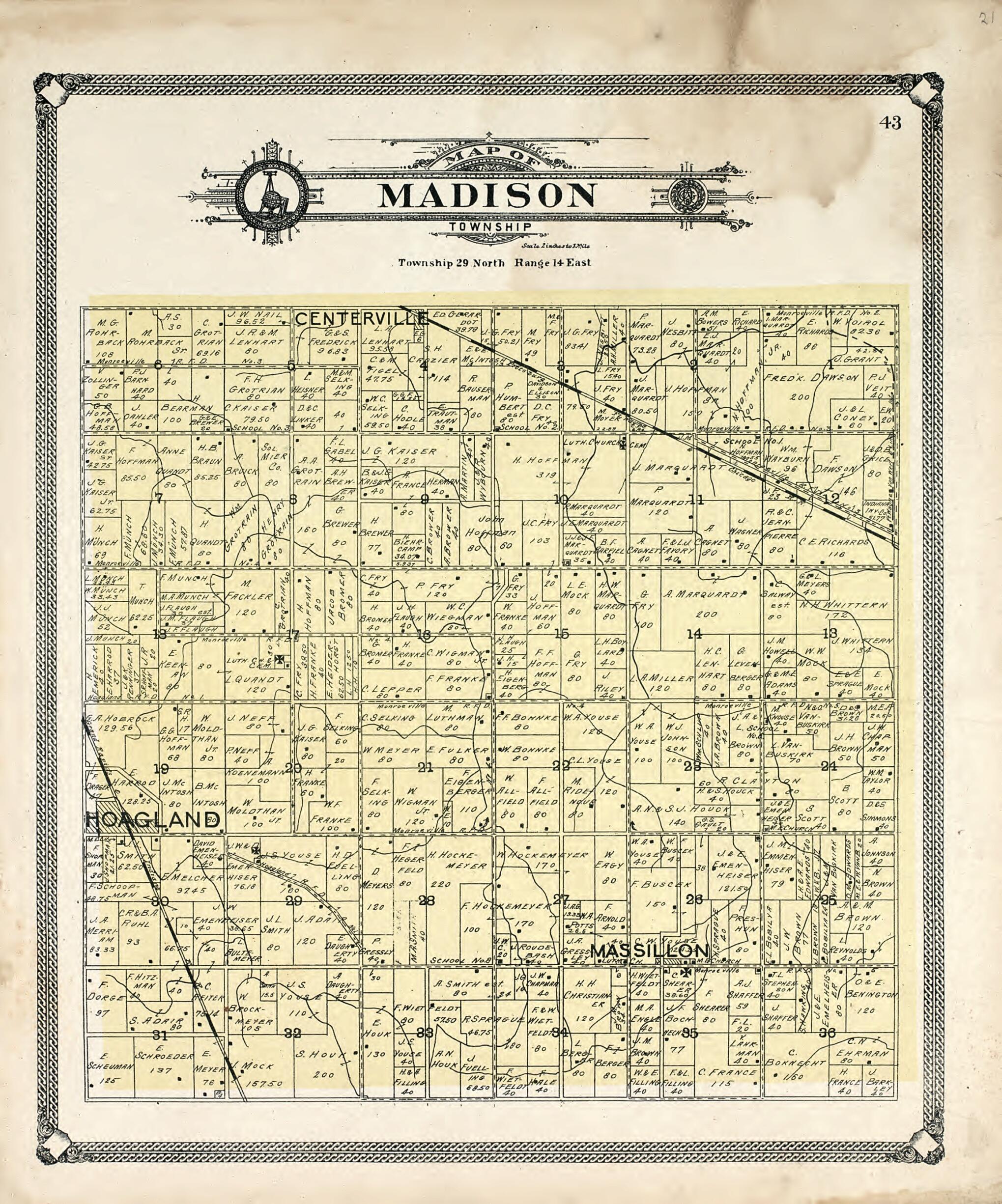 This old map of Map of Madison Tonwship from Plat Book of Allen County, Indiana. from 1907 was created by Allen County Map Co in 1907