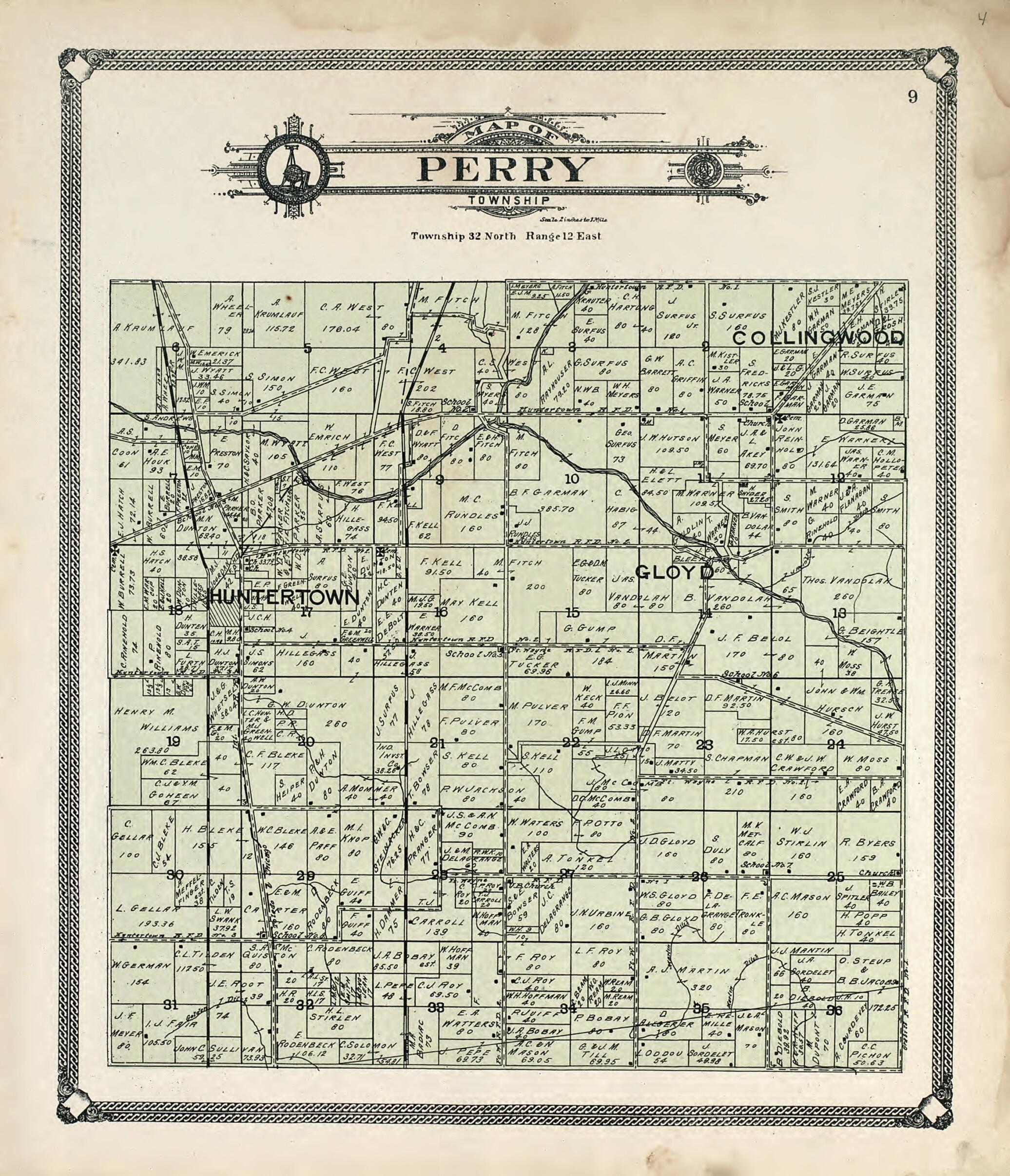 This old map of Map of Perry Township from Plat Book of Allen County, Indiana. from 1907 was created by Allen County Map Co in 1907