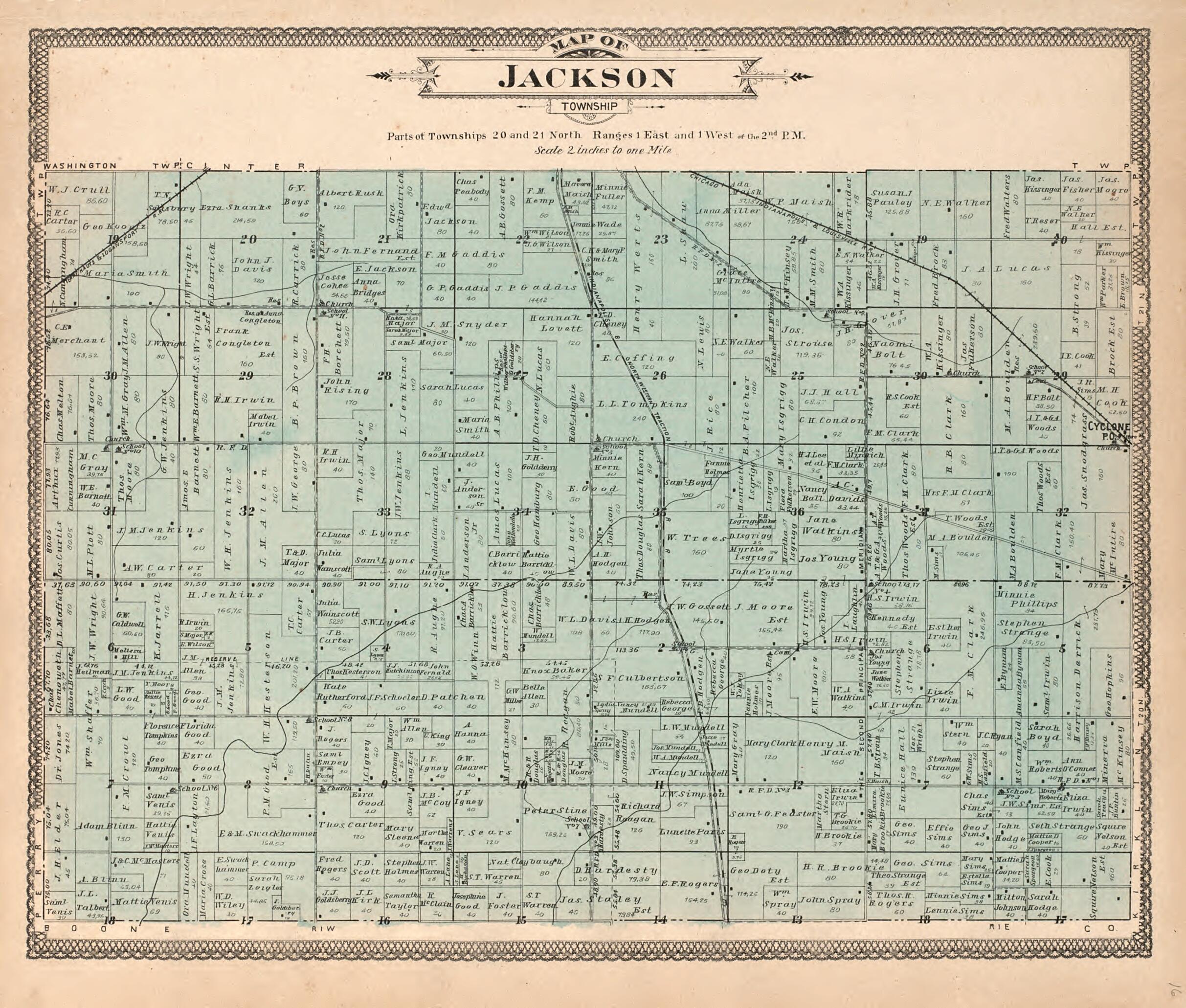 This old map of Map of Jackson Twp. from Twentieth Century Atlas of Clinton County, Indiana from 1903 was created by Middle-West Publishing Co in 1903