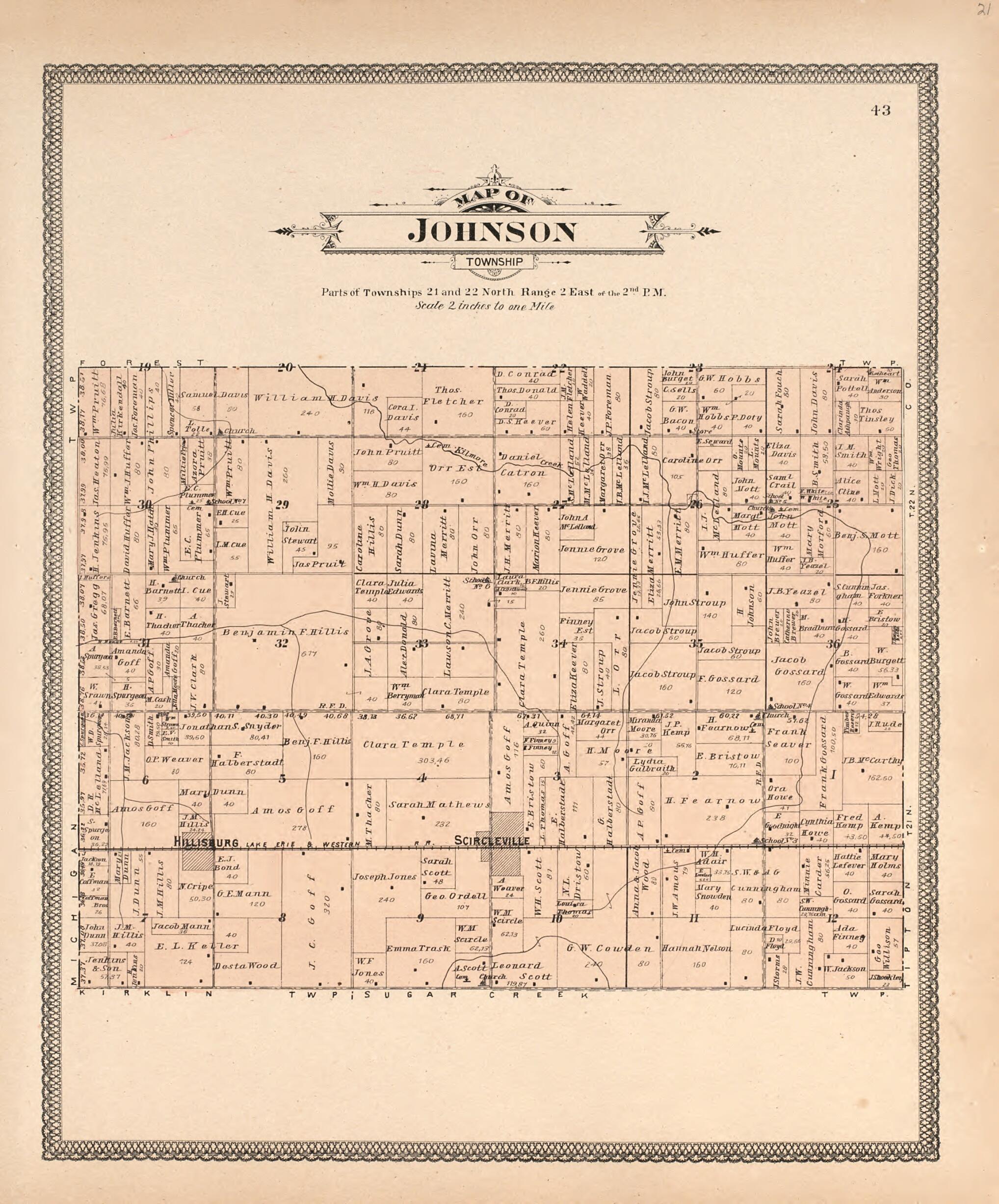 This old map of Map of Johnson Twp. from Twentieth Century Atlas of Clinton County, Indiana from 1903 was created by Middle-West Publishing Co in 1903