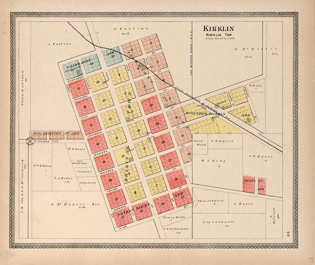 This old map of Kirklin, Kirklin Twp. from Twentieth Century Atlas of Clinton County, Indiana from 1903 was created by Middle-West Publishing Co in 1903