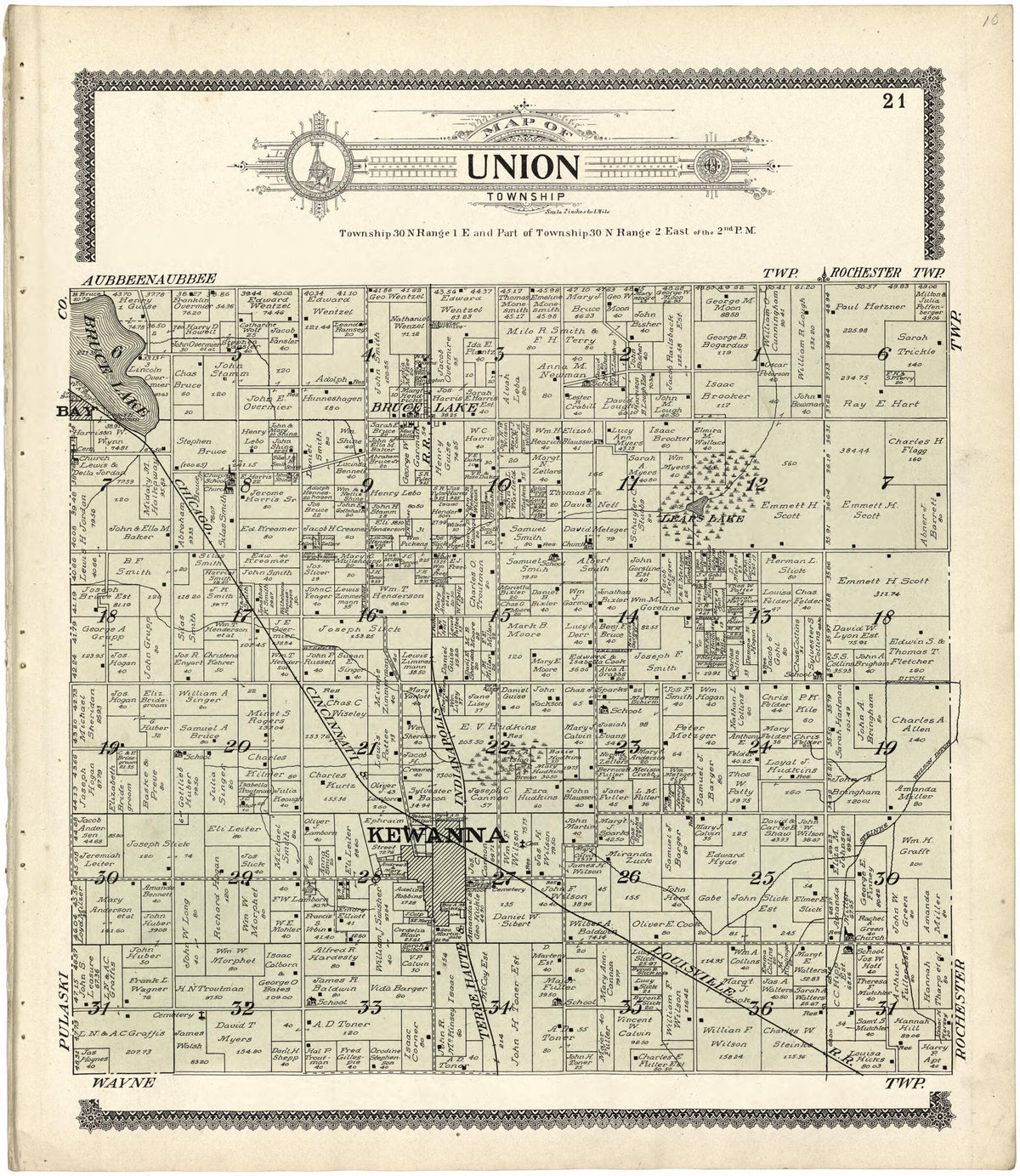 Map of Union Township from Standard Atlas of Fulton County, Indiana 1907 by Relic Map Company