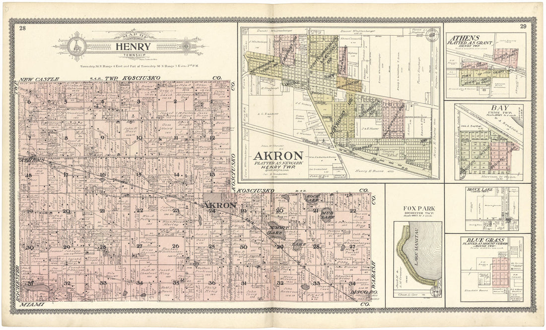 This old map of Map of Henry Township from Standard Atlas of Fulton County, Indiana from 1907 was created by Geo. A. Ogle & Co in 1907