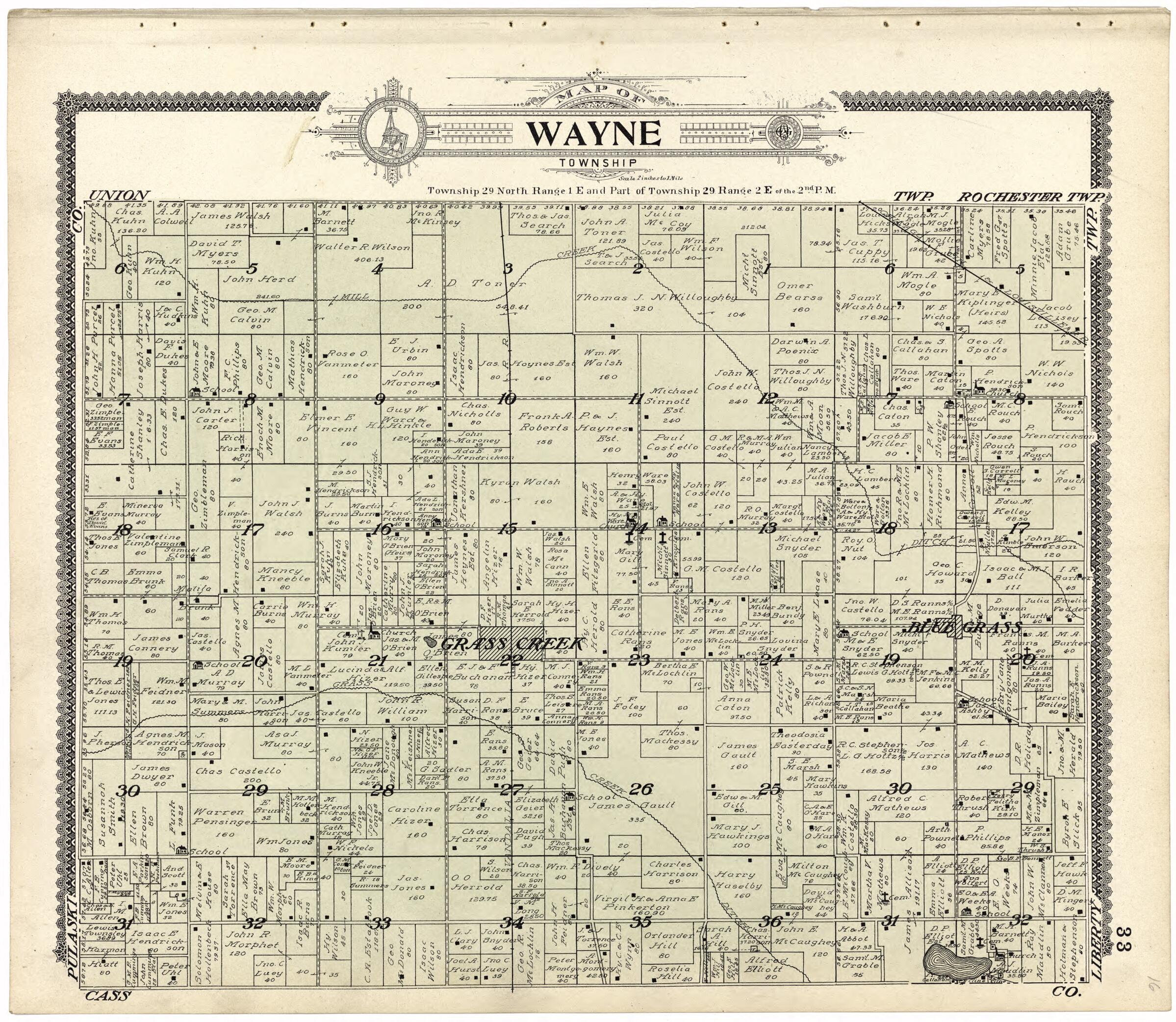 This old map of Map of Wayne Township from Standard Atlas of Fulton County, Indiana from 1907 was created by Geo. A. Ogle & Co in 1907