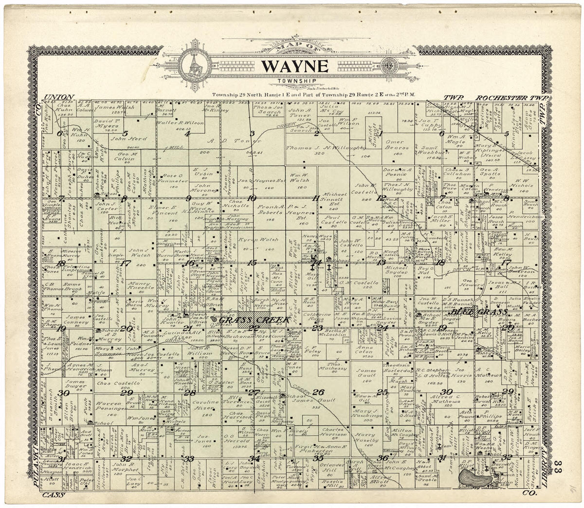 Map of Wayne Township from Standard Atlas of Fulton County, Indiana 1907 by Relic Map Company