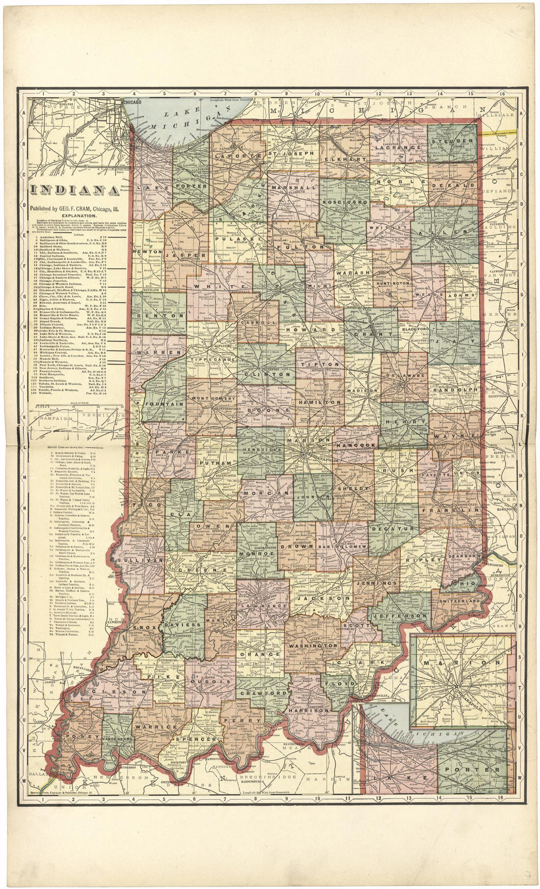 This old map of Indiana from Standard Atlas of Fulton County, Indiana from 1907 was created by Geo. A. Ogle & Co in 1907