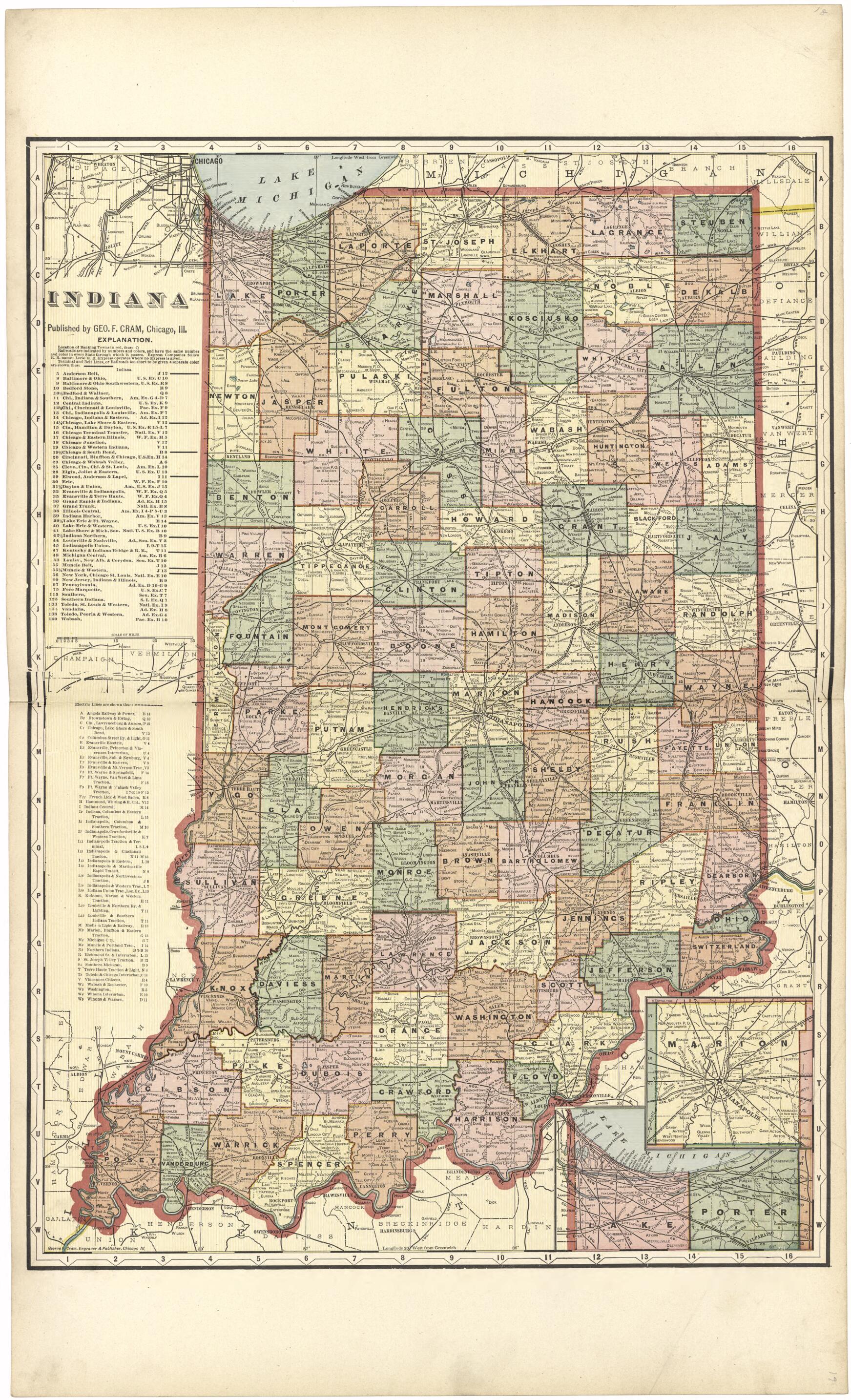 This old map of Indiana from Standard Atlas of Fulton County, Indiana from 1907 was created by Geo. A. Ogle & Co in 1907