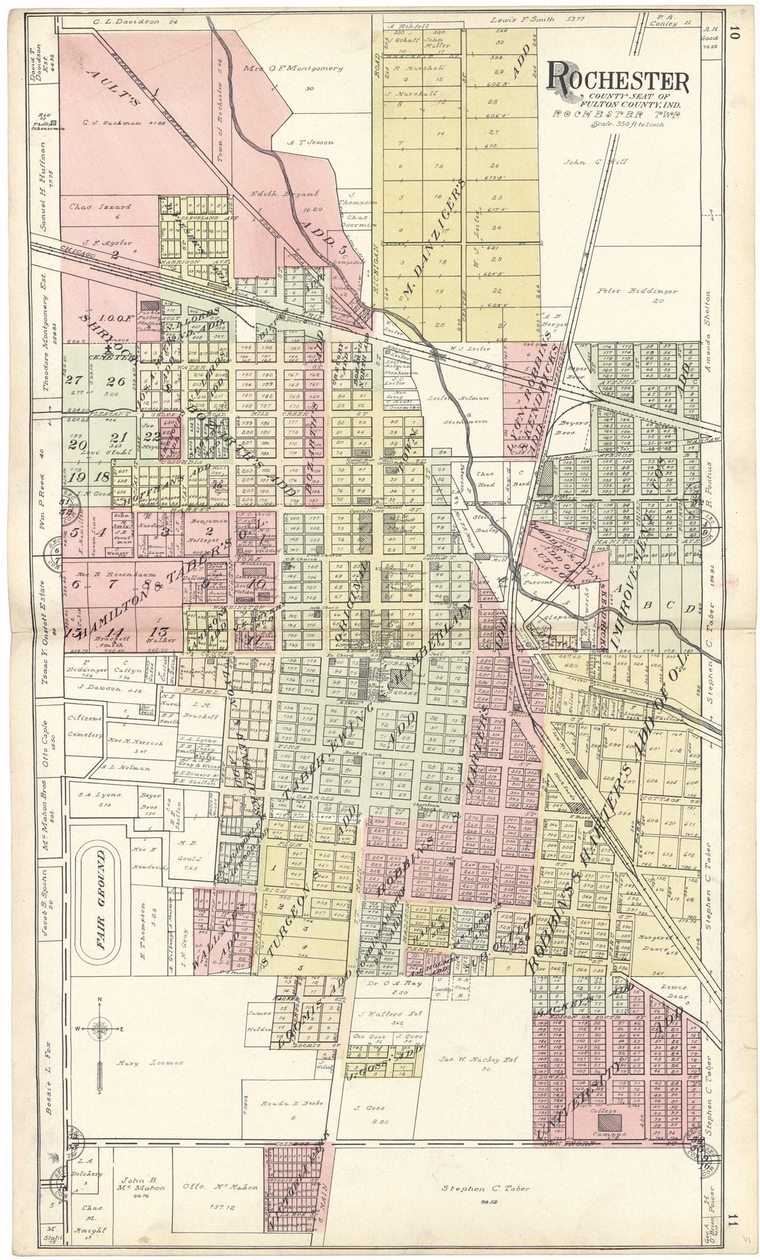 This old map of Rochester from Standard Atlas of Fulton County, Indiana from 1907 was created by Geo. A. Ogle & Co in 1907