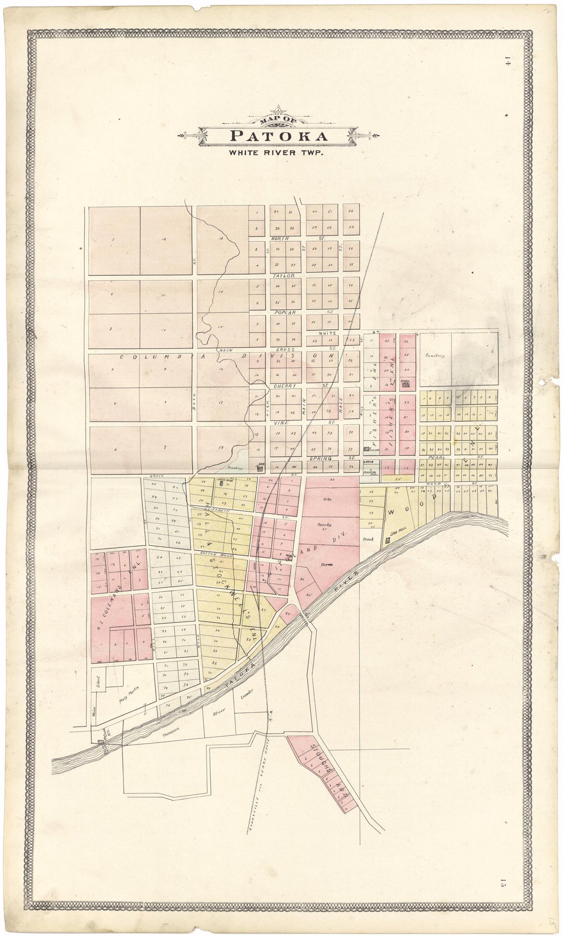 This old map of Map of Patoka from Atlas of Gibson County from 1899 was created by S. Wangersheim in 1899