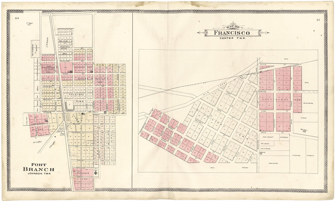 This old map of Map of Francisco Twp. from Atlas of Gibson County from 1899 was created by S. Wangersheim in 1899