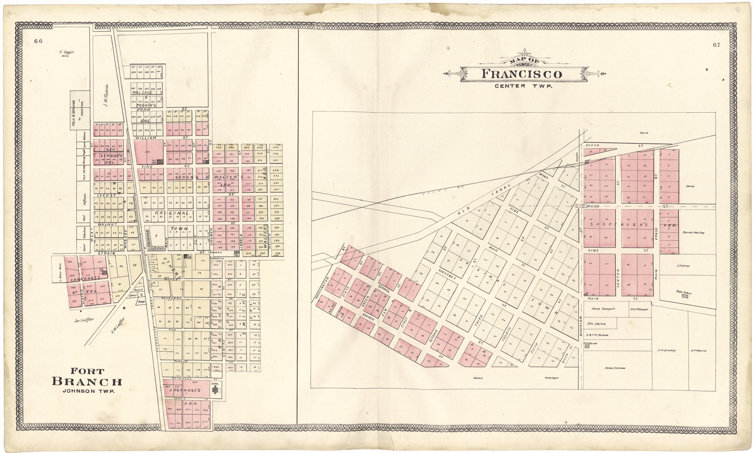 This old map of Map of Francisco Twp. from Atlas of Gibson County from 1899 was created by S. Wangersheim in 1899