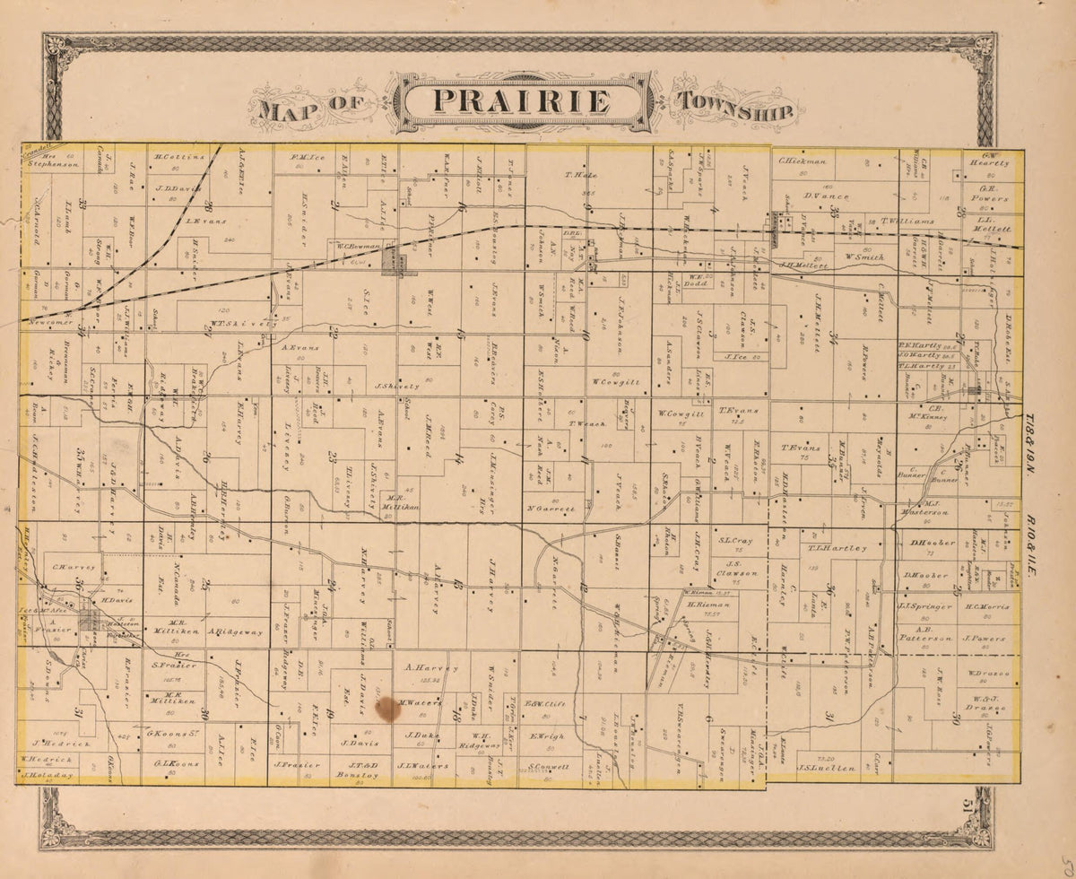 Prairie Township from Illustrated Historical Atlas of Henry County, Indiana 1875 by Relic Map Company