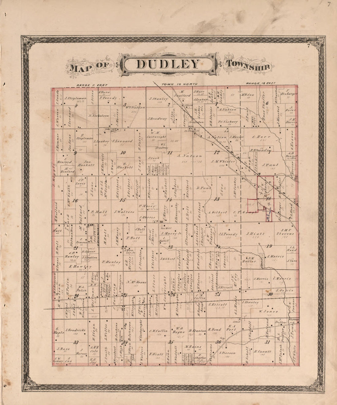 This old map of Dudley Township from Illustrated Historical Atlas of Henry County, Indiana from 1875 was created by Belden & Company Higgins in 1875
