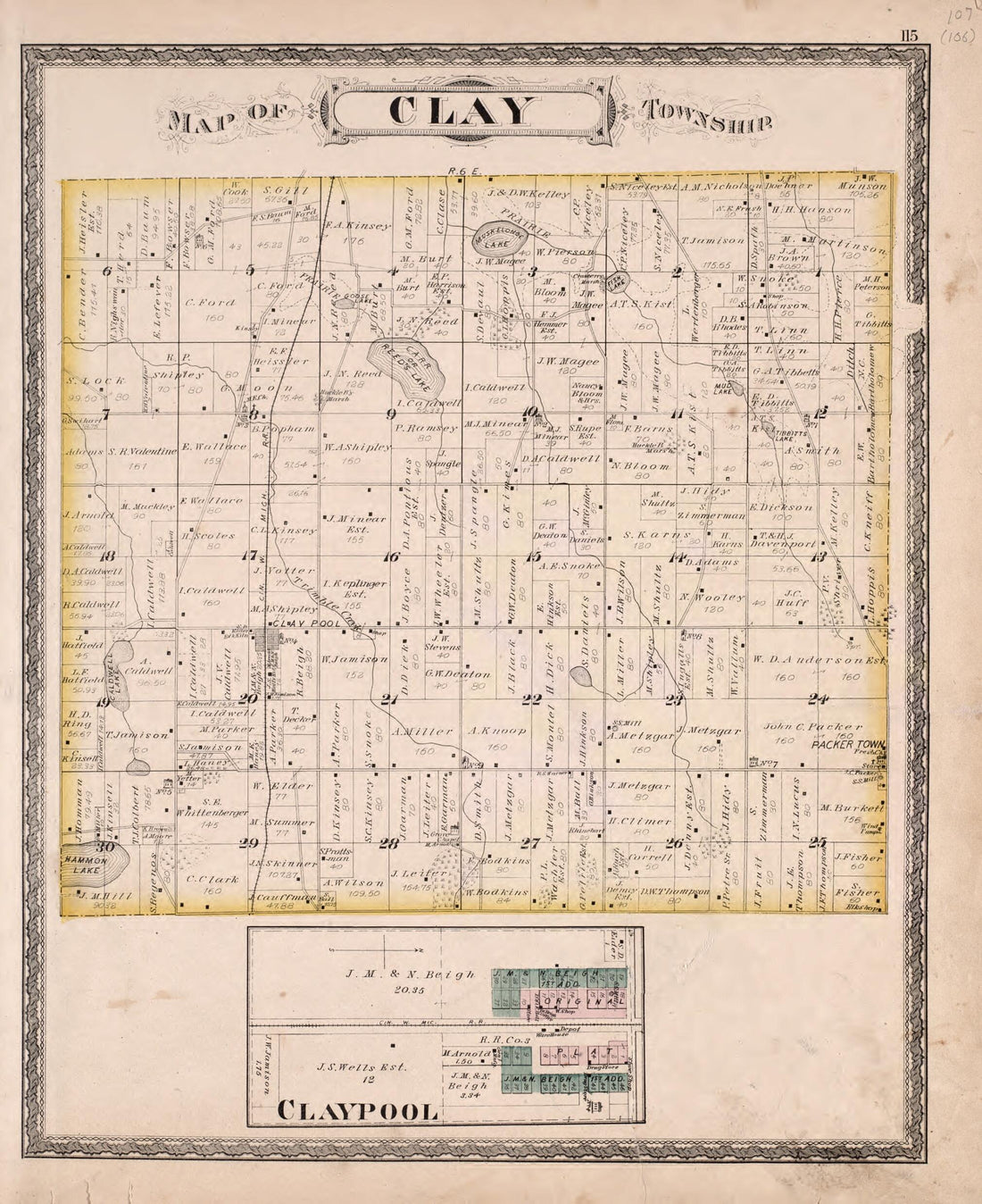 This old map of Clay Township from New Historical Atlas of Kosciusko Co., Indiana : from 1879 was created by Kingman Brothers in 1879