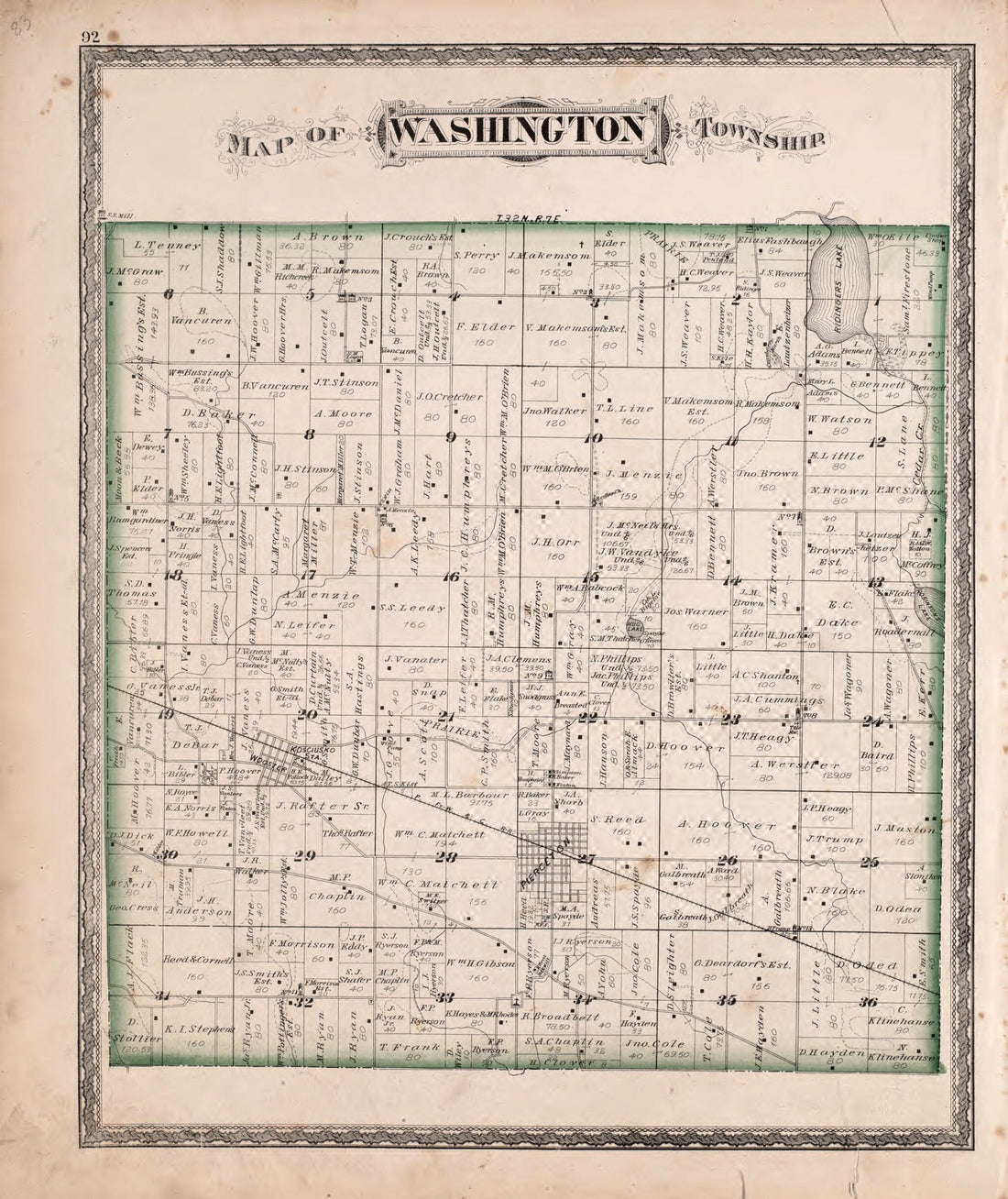This old map of Washington Township from New Historical Atlas of Kosciusko Co., Indiana : from 1879 was created by Kingman Brothers in 1879