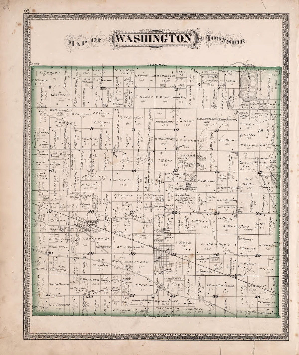 Washington Township from New Historical Atlas of Kosciusko Co., Indiana : 1879 by Relic Map Company