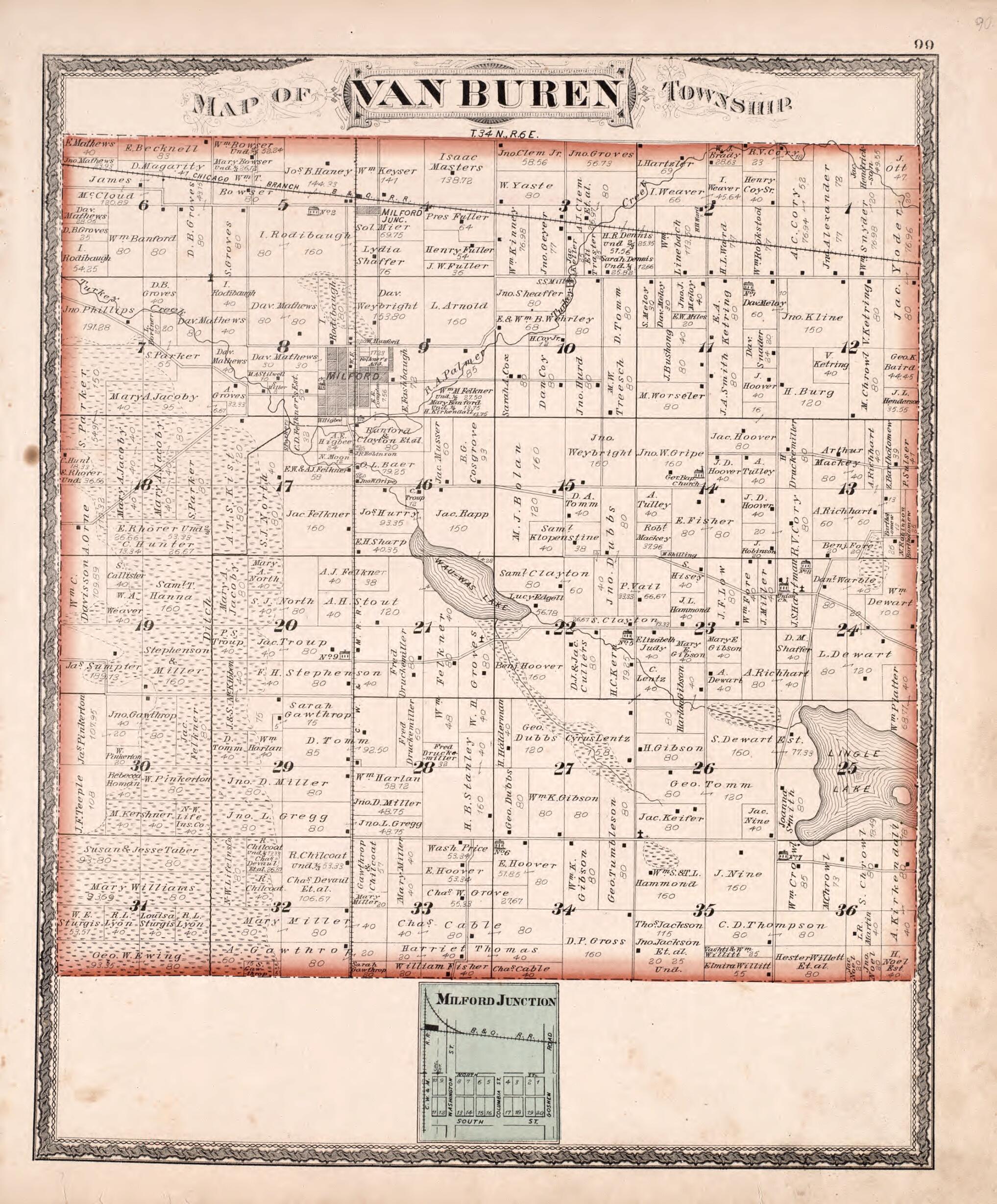 This old map of Van Buren Township from New Historical Atlas of Kosciusko Co., Indiana : from 1879 was created by Kingman Brothers in 1879