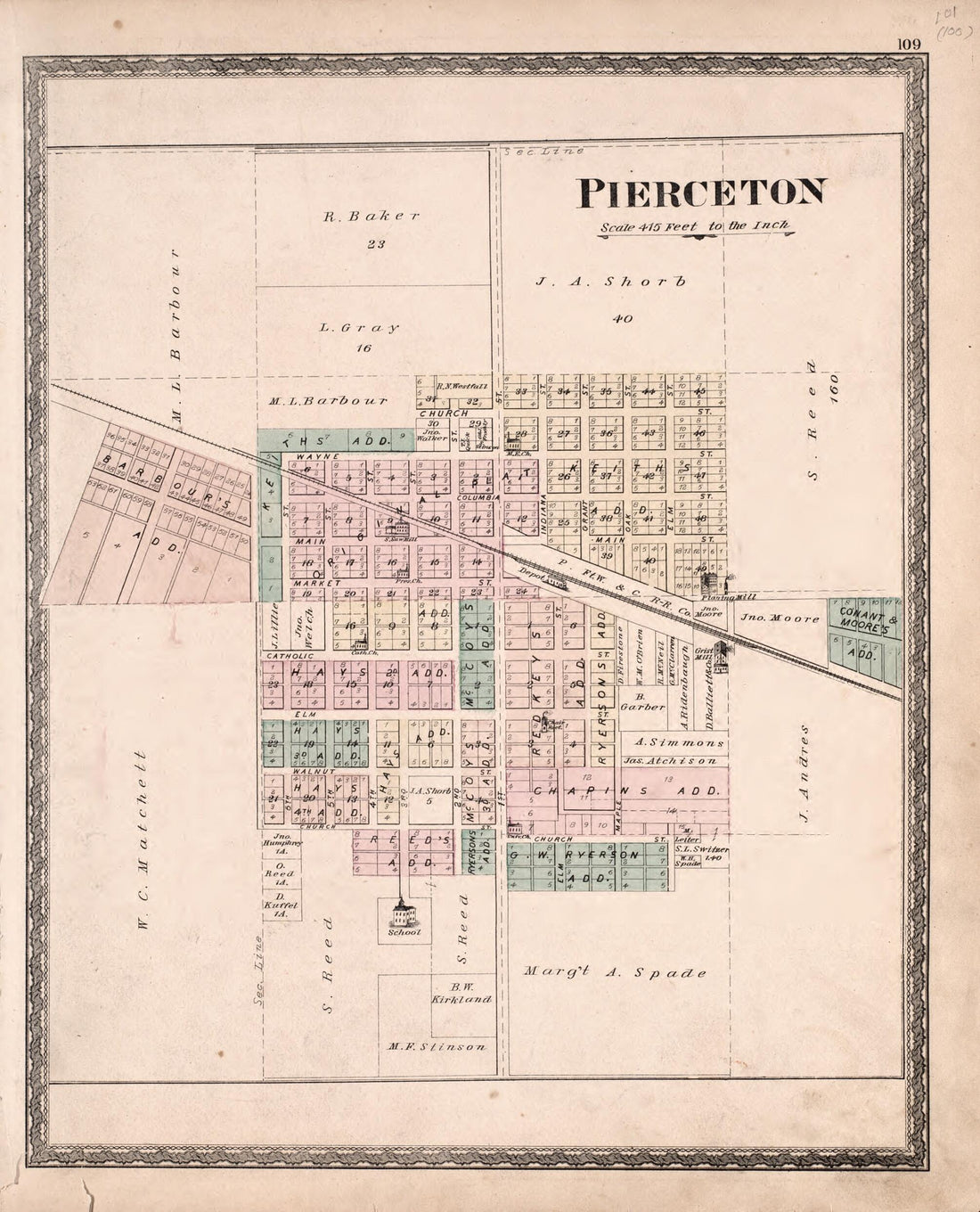 This old map of Pierceton from New Historical Atlas of Kosciusko Co., Indiana : from 1879 was created by Kingman Brothers in 1879