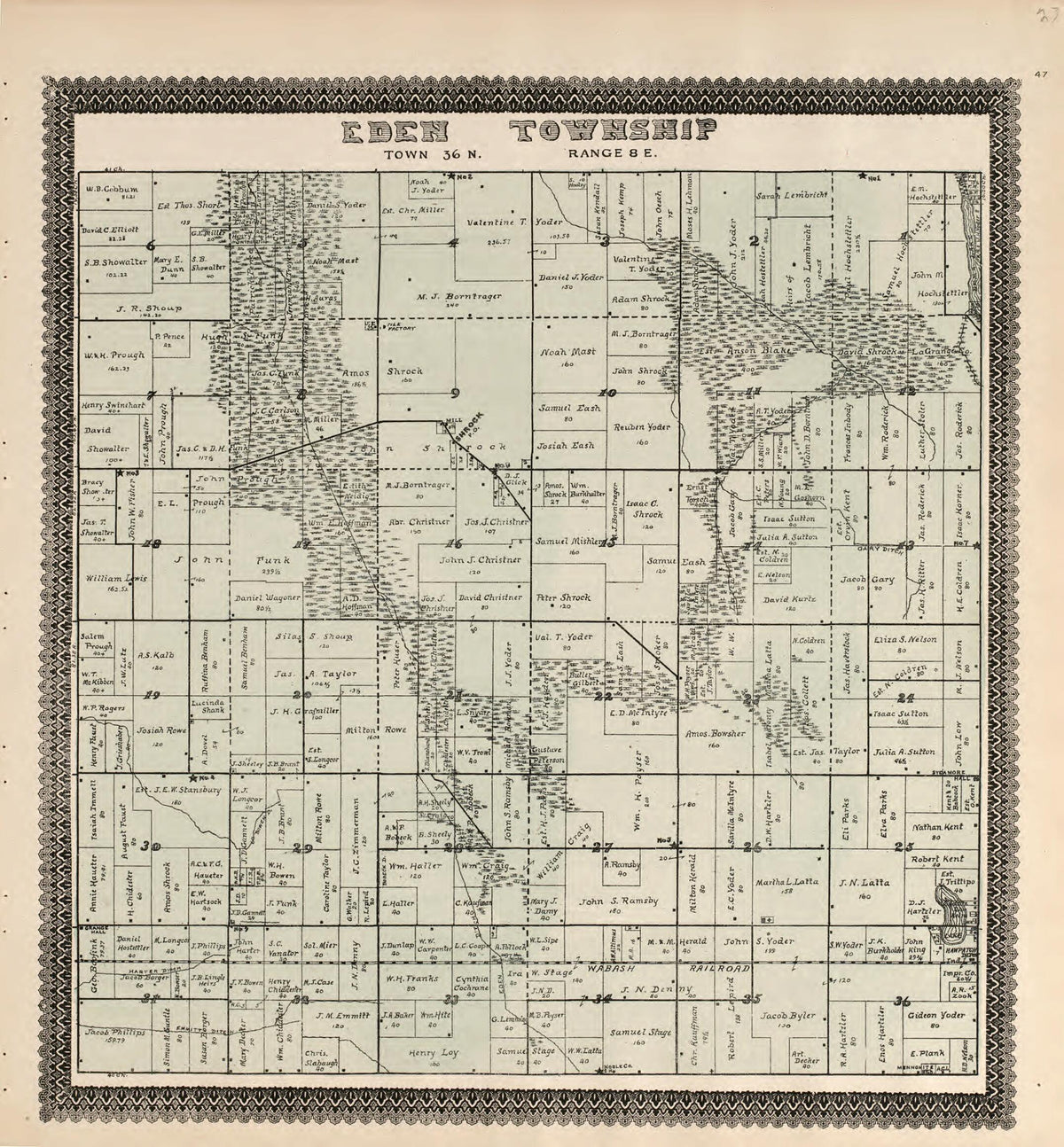 Eden Township from Illustrated Atlas and Columbian Souvenir of La Grange County, Indiana 1893 by Relic Map Company