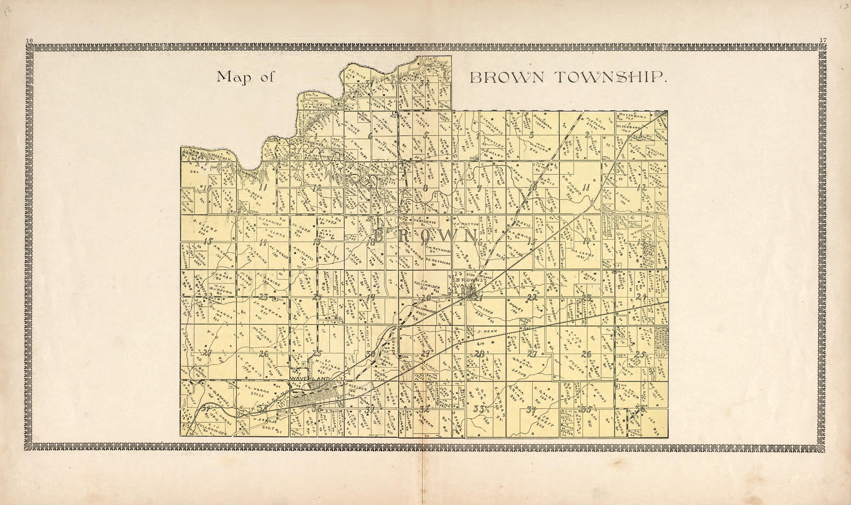 This old map of Map of Brown Township from Illustrated Atlas of Montgomery County, Indiana from 1898 was created by F. Hoffman in 1898