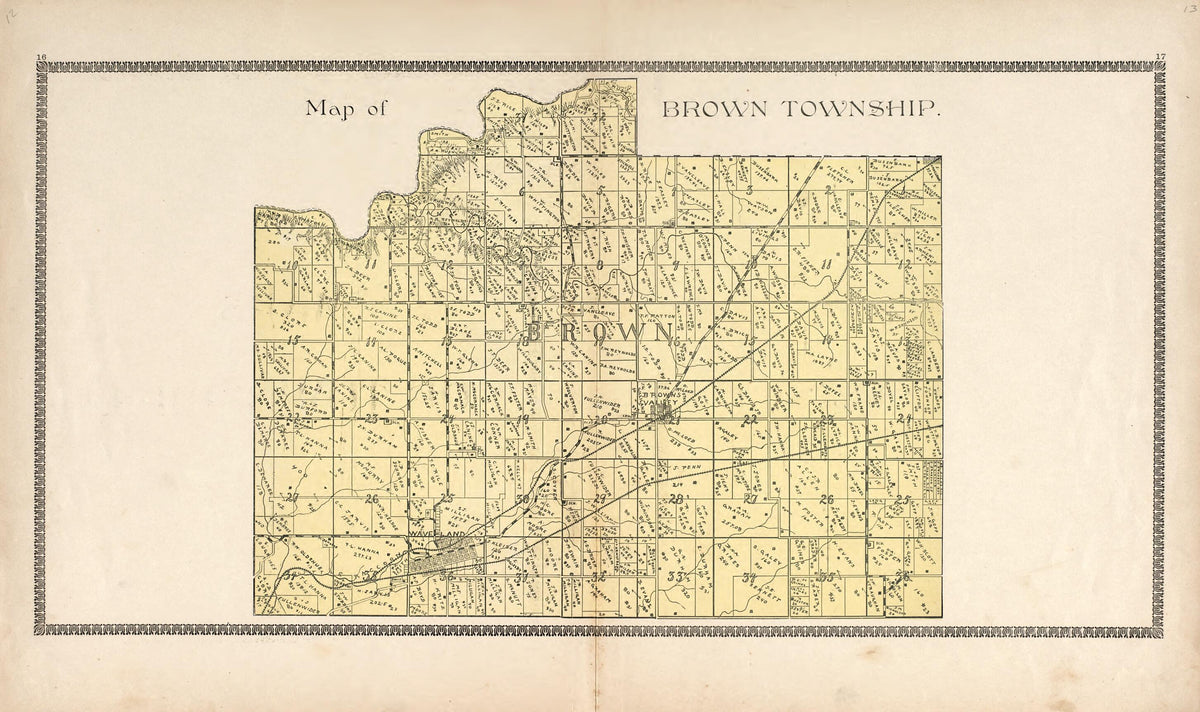 Map of Brown Township from Illustrated Atlas of Montgomery County, Indiana 1898 by Relic Map Company