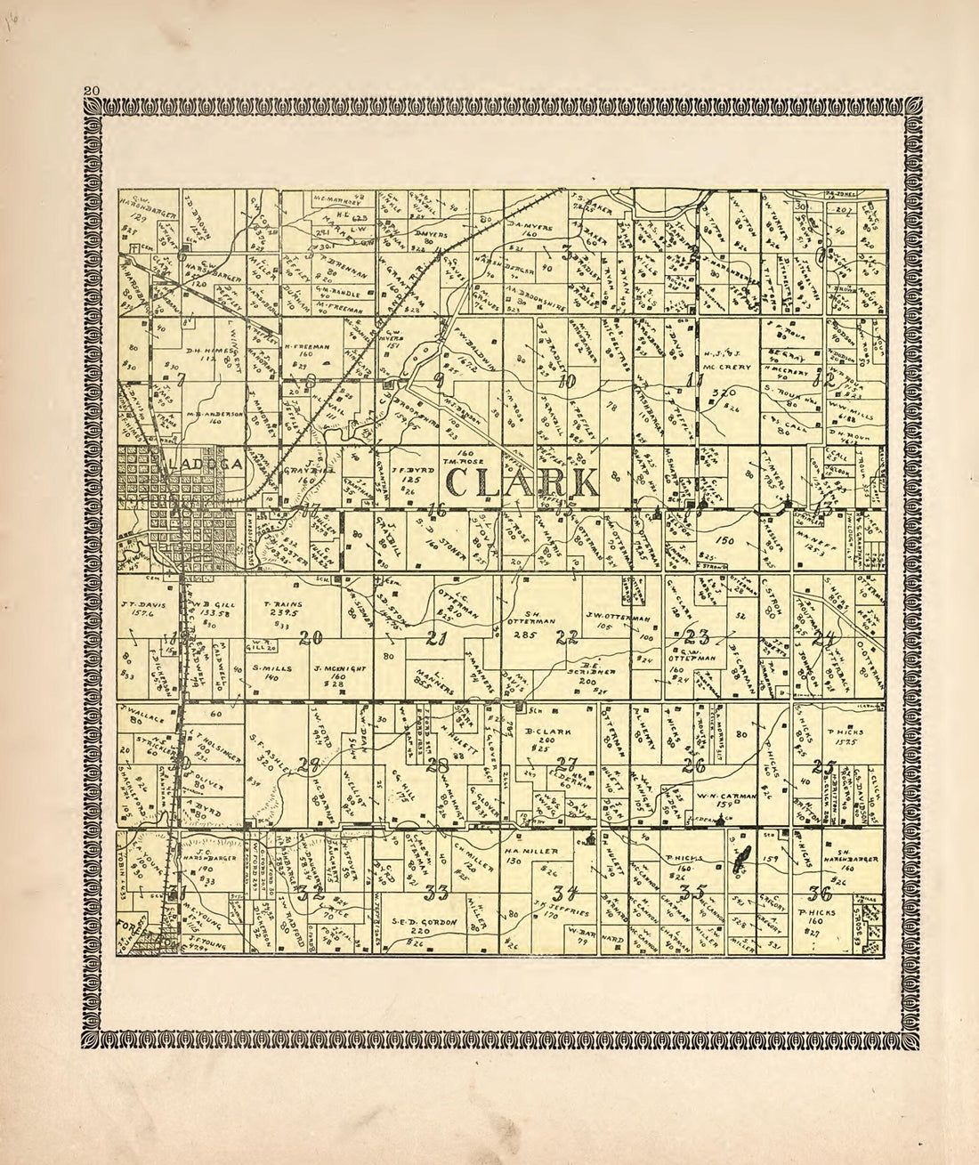 This old map of Clark from Illustrated Atlas of Montgomery County, Indiana from 1898 was created by F. Hoffman in 1898