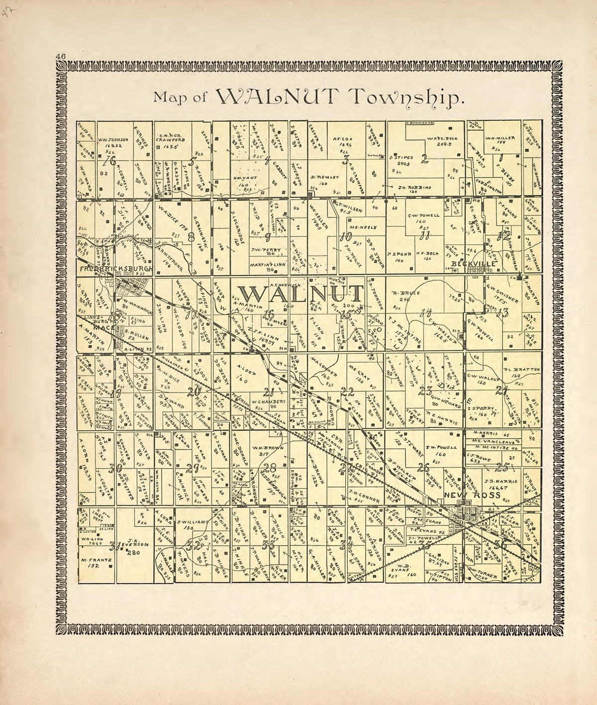 Map of Walnut Township from Illustrated Atlas of Montgomery County, Indiana 1898 by Relic Map Company