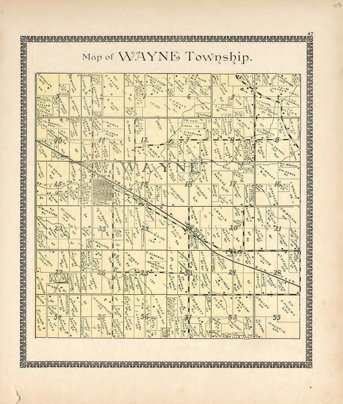 This old map of Map of Wayne Township from Illustrated Atlas of Montgomery County, Indiana from 1898 was created by F. Hoffman in 1898