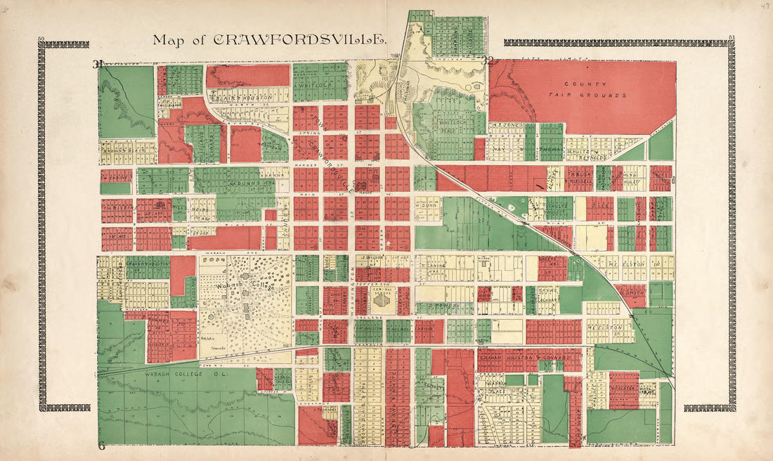 This old map of Map of Crawfordsville from Illustrated Atlas of Montgomery County, Indiana from 1898 was created by F. Hoffman in 1898
