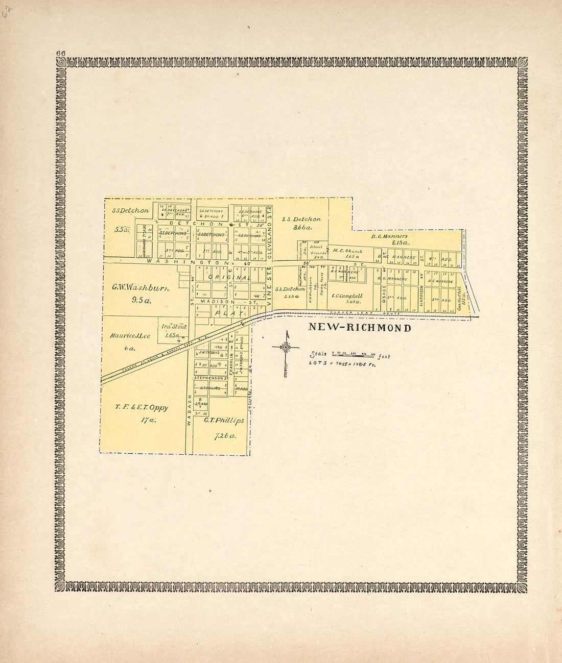 This old map of New Richmond from Illustrated Atlas of Montgomery County, Indiana from 1898 was created by F. Hoffman in 1898