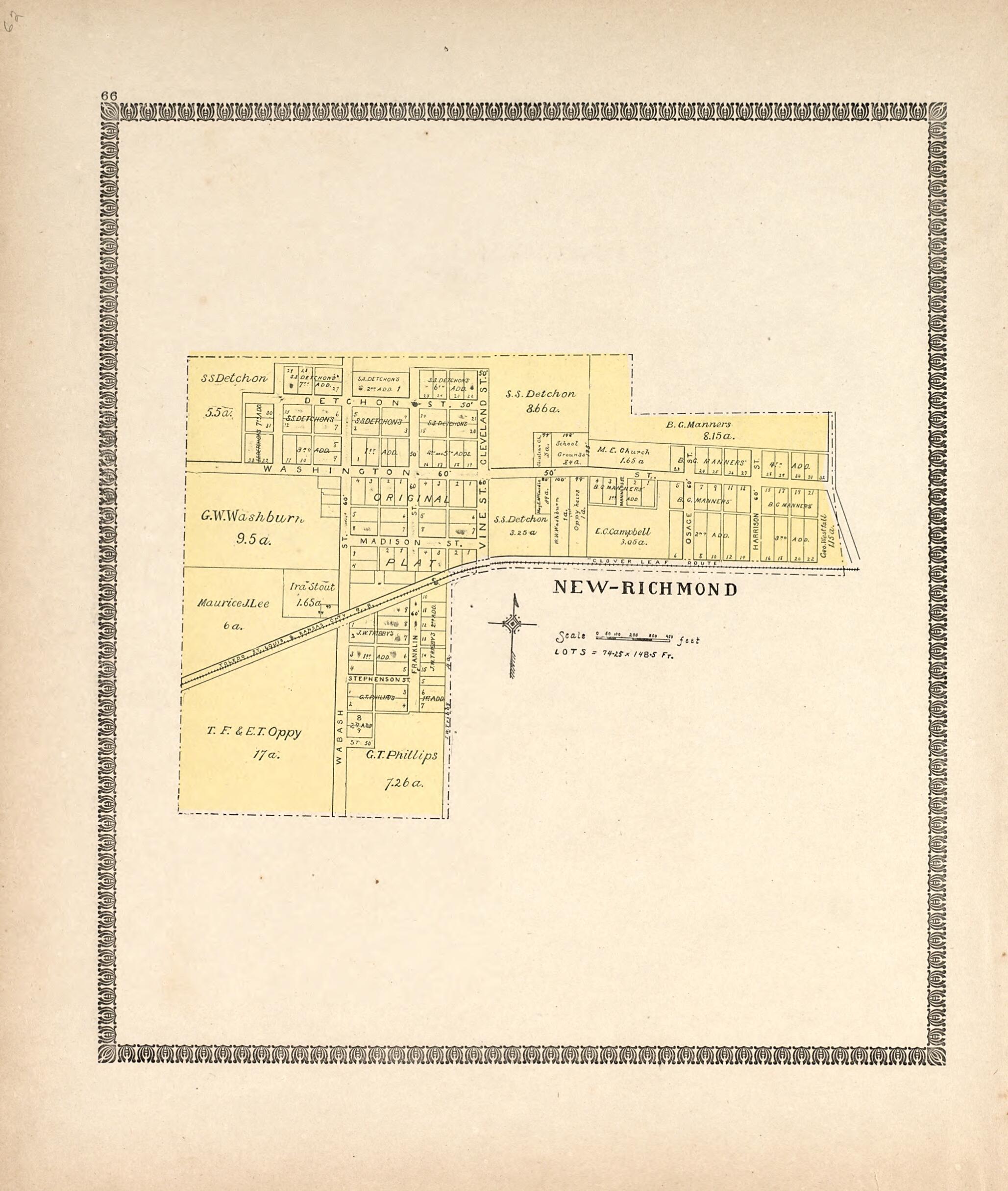 This old map of New Richmond from Illustrated Atlas of Montgomery County, Indiana from 1898 was created by F. Hoffman in 1898