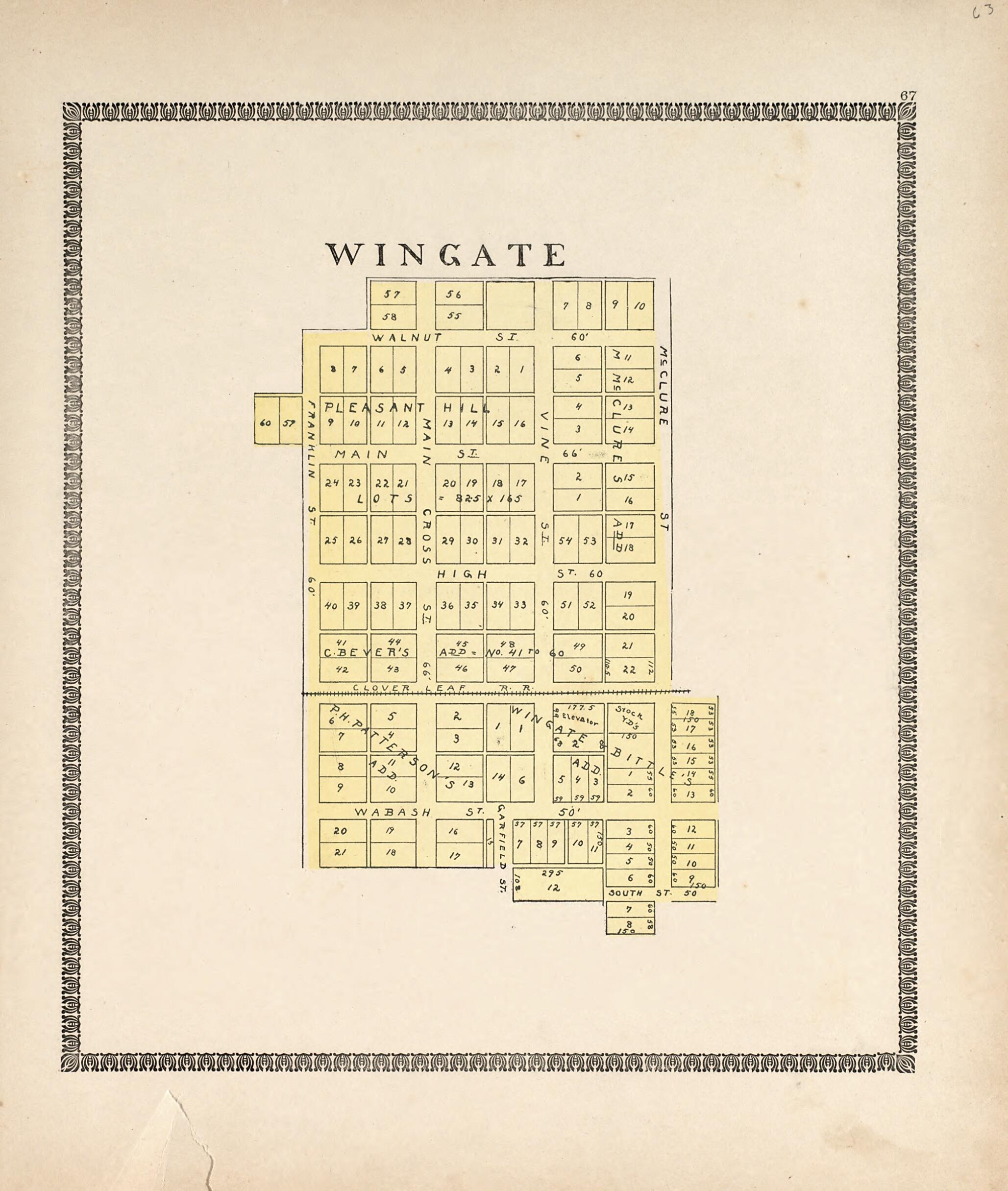 This old map of Wingate from Illustrated Atlas of Montgomery County, Indiana from 1898 was created by F. Hoffman in 1898