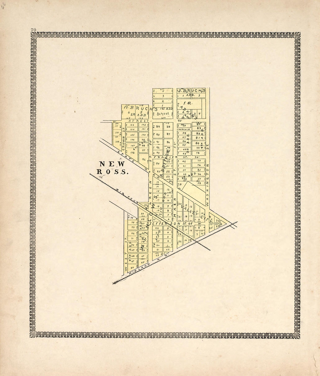 This old map of New Ross from Illustrated Atlas of Montgomery County, Indiana from 1898 was created by F. Hoffman in 1898