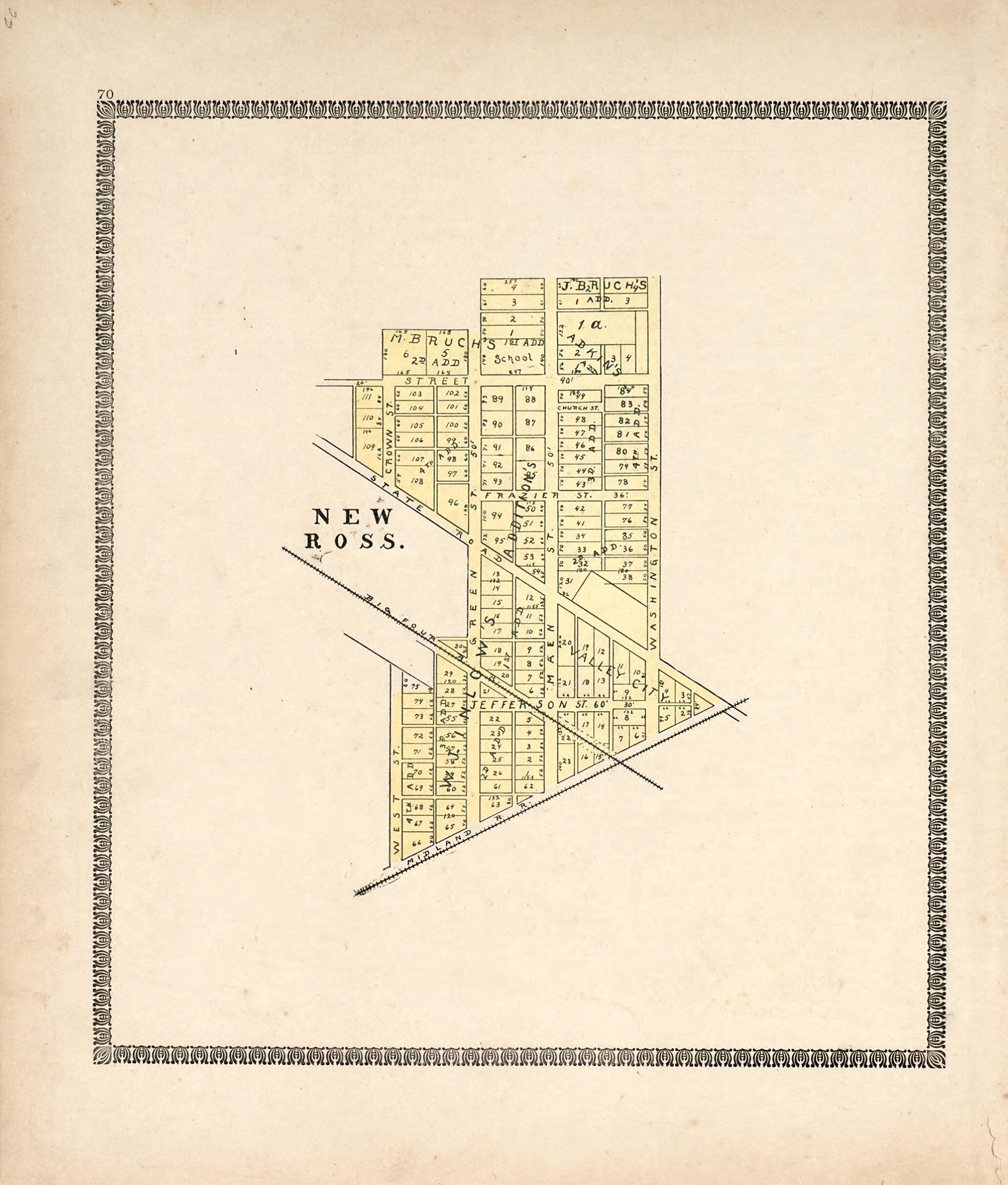This old map of New Ross from Illustrated Atlas of Montgomery County, Indiana from 1898 was created by F. Hoffman in 1898