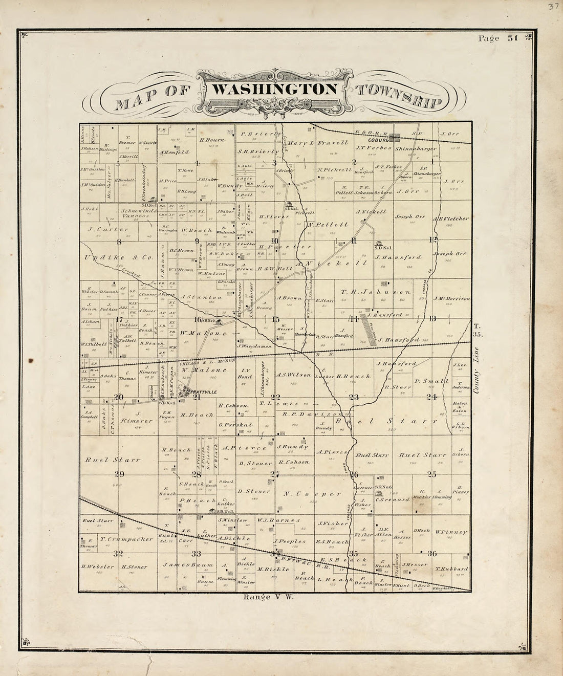 This old map of Map of Washington Township from Hardesty&